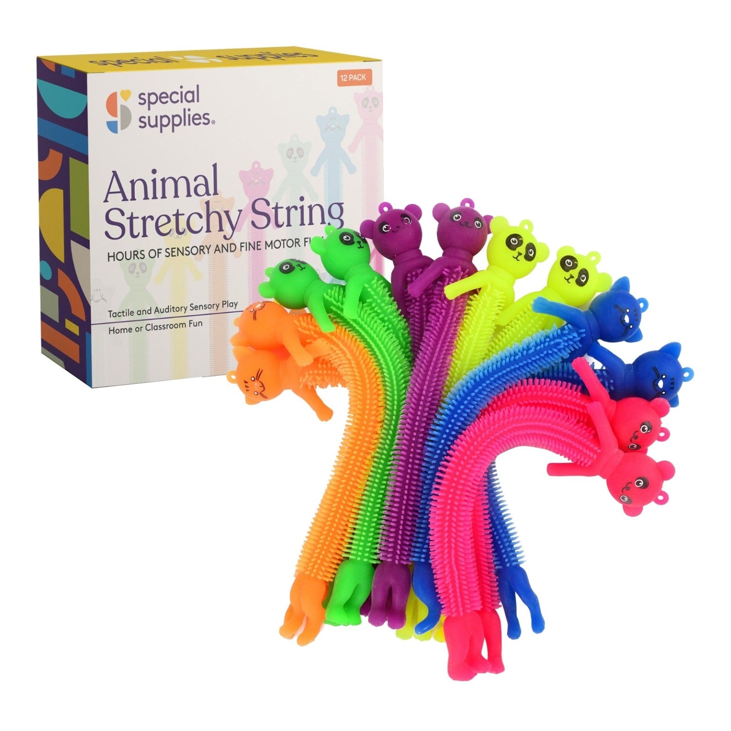 Colorful Sensory Fidget Animal Stretchy String ( Set of 12)