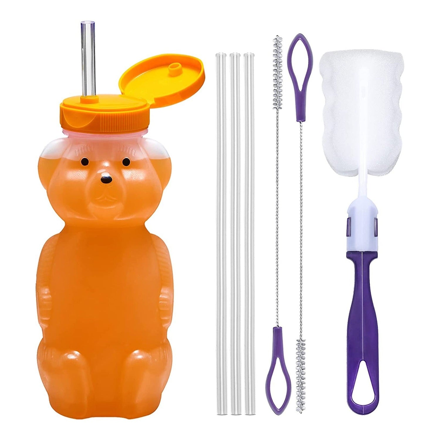 Juice Bear Bottle with Long Straws (8oz)