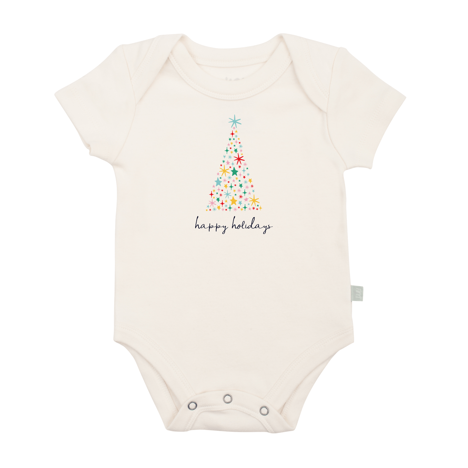 graphic bodysuit | happy holidays tree