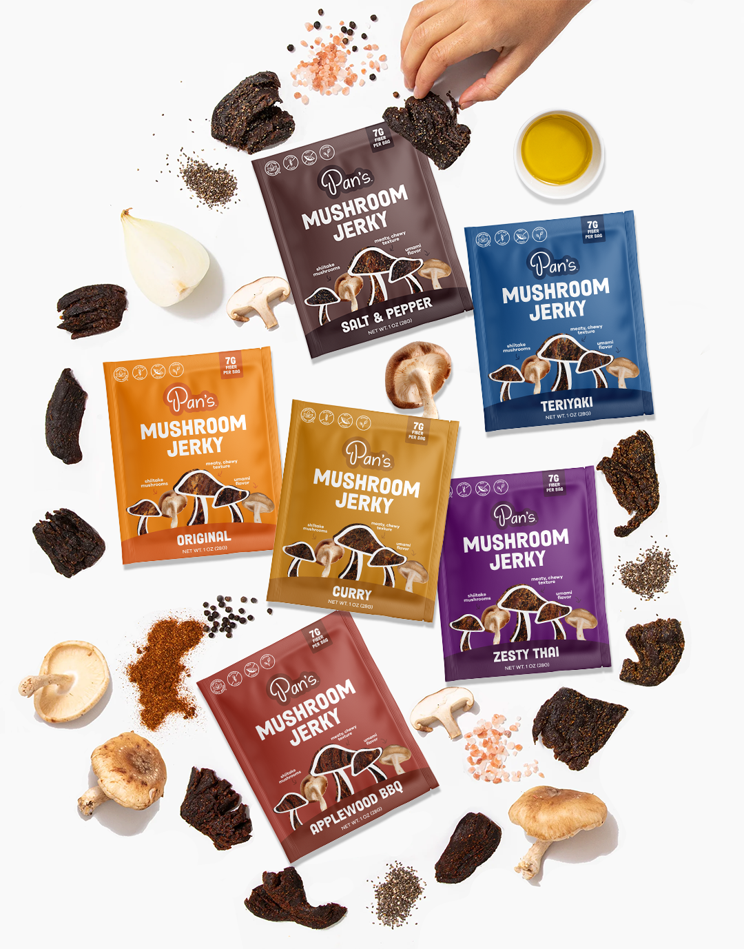 Pan's Mushroom Jerky 1oz Sampler Pack