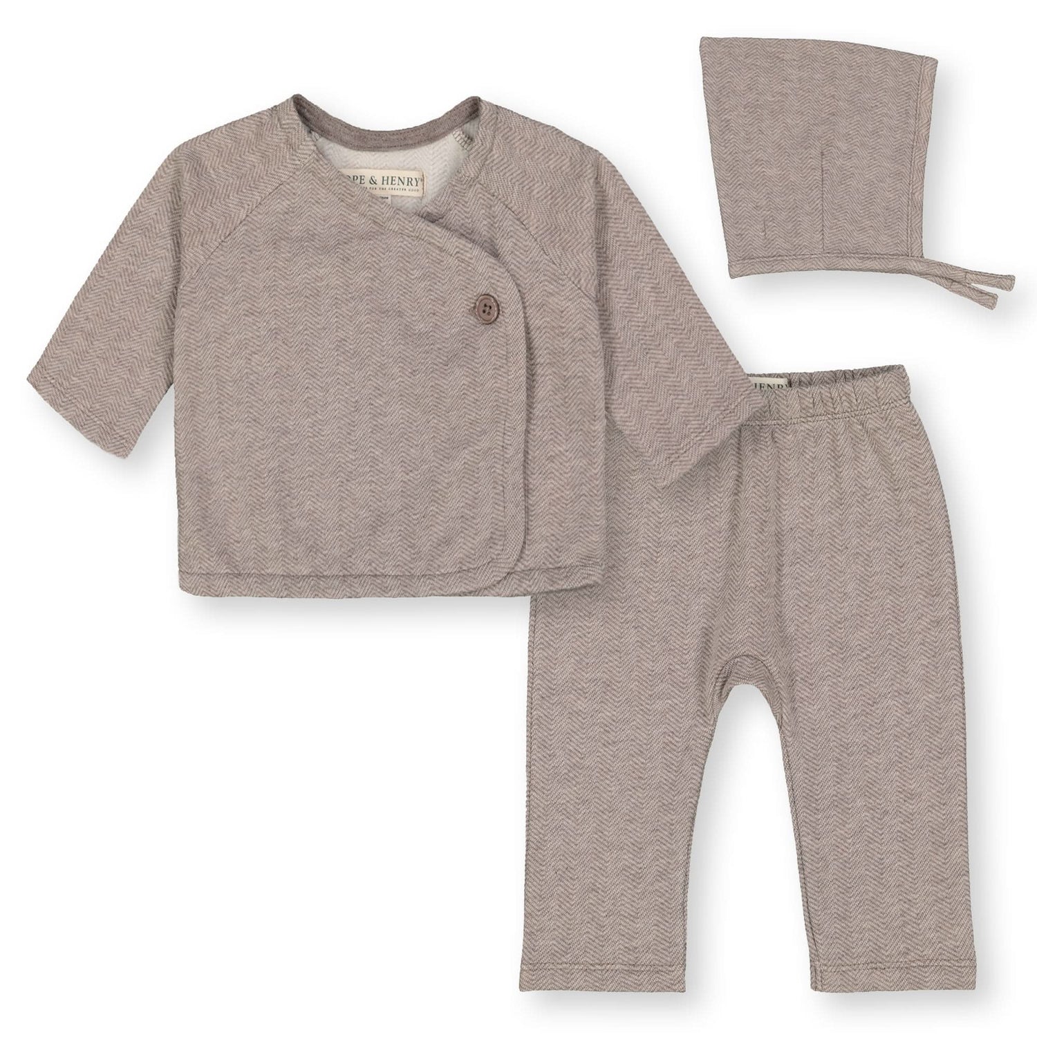 Fleece Kimono Top, Legging, and Bonnet Set