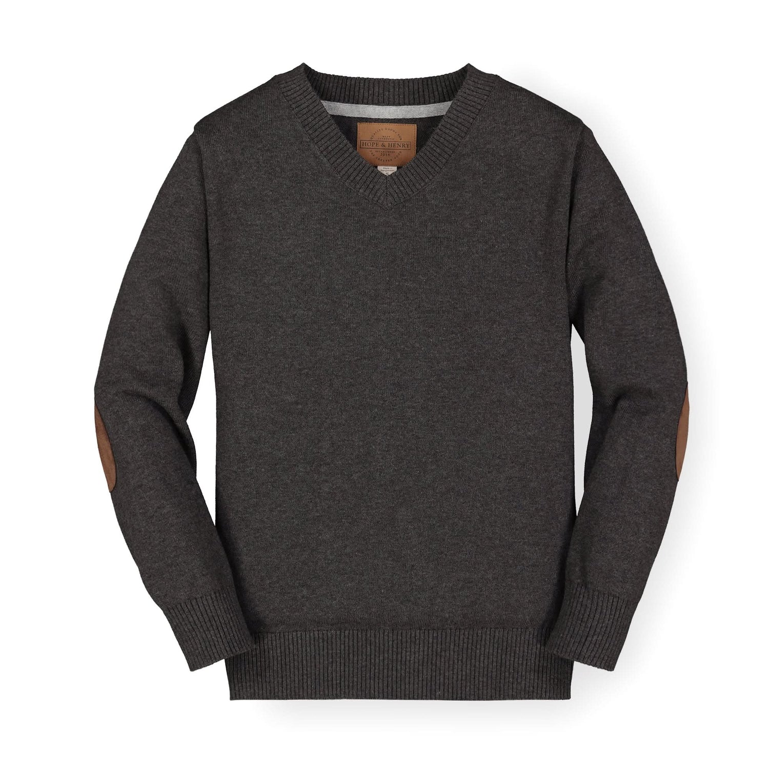 Fine Gauge V-Neck Sweater with Elbow Patches