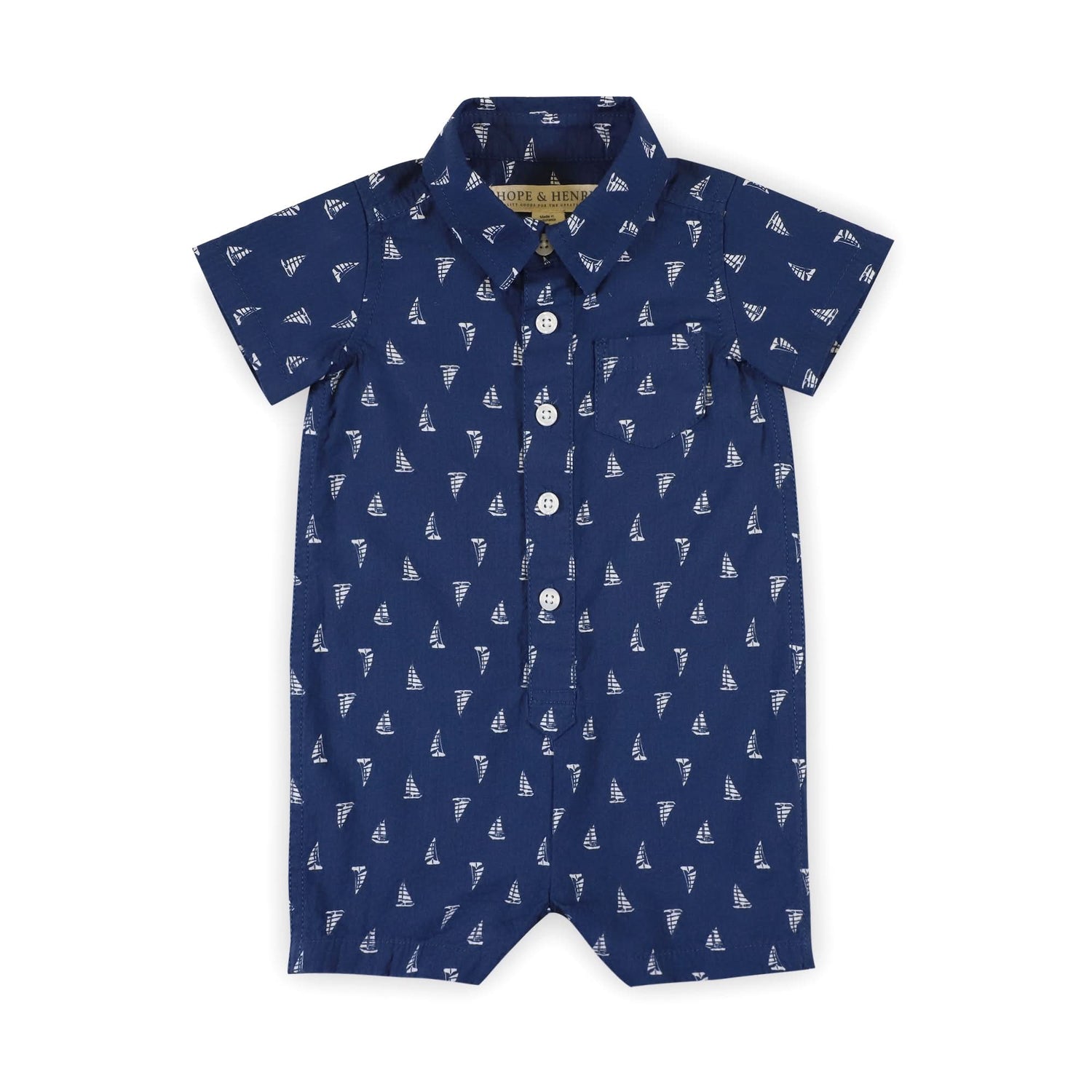 Organic Seersucker Button Front Romper