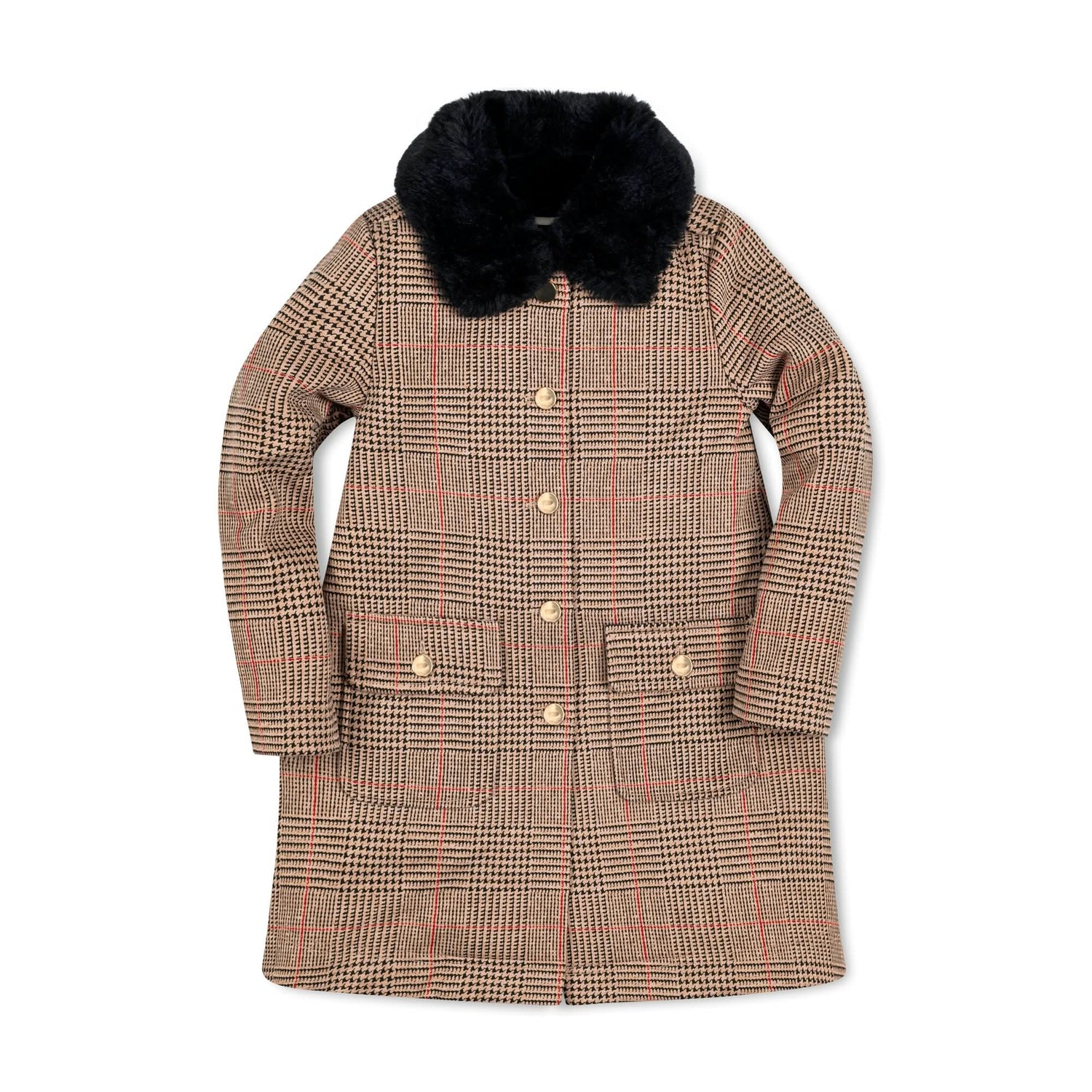 Faux Fur Collar Fleece Coat