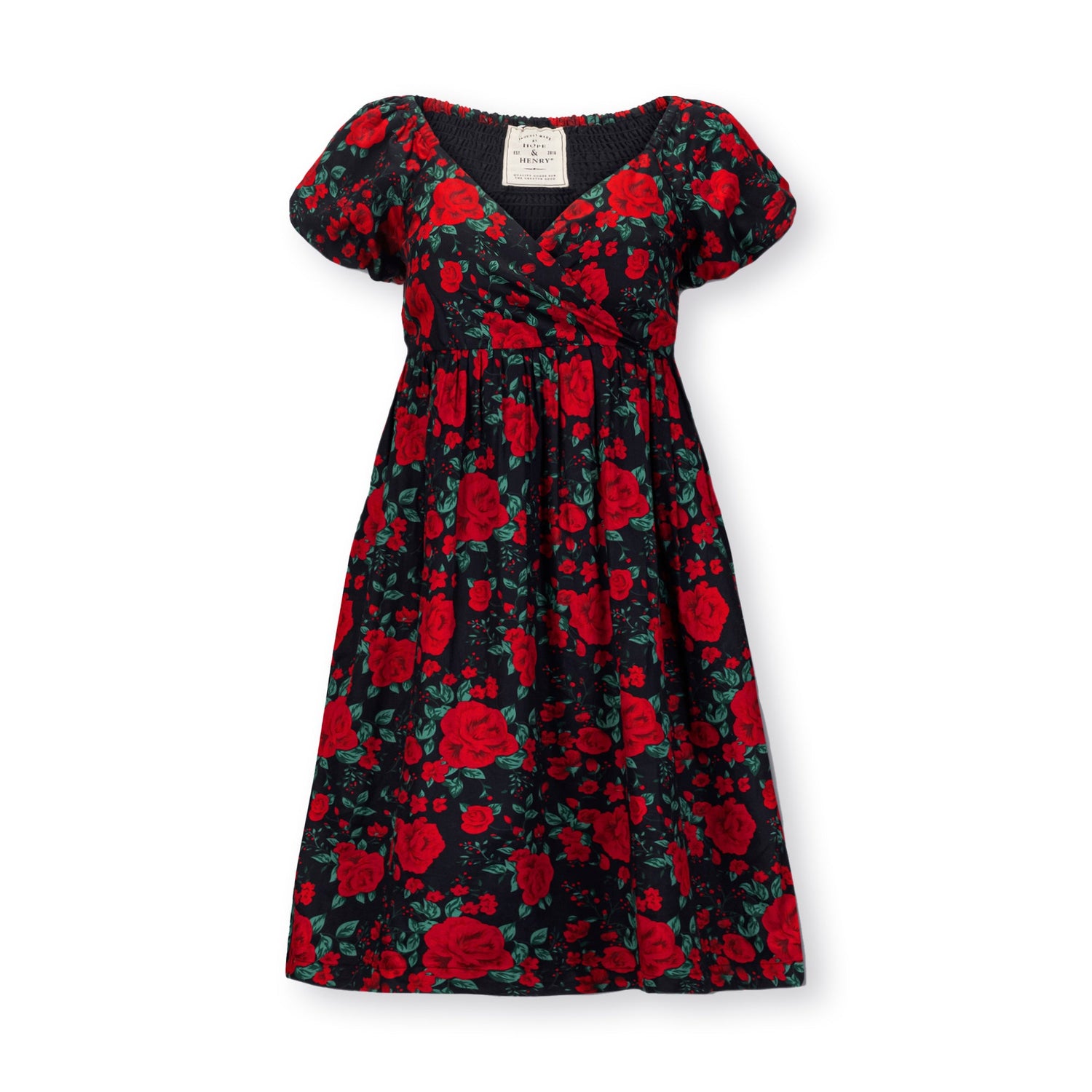 Puff Sleeve Crossover Dress