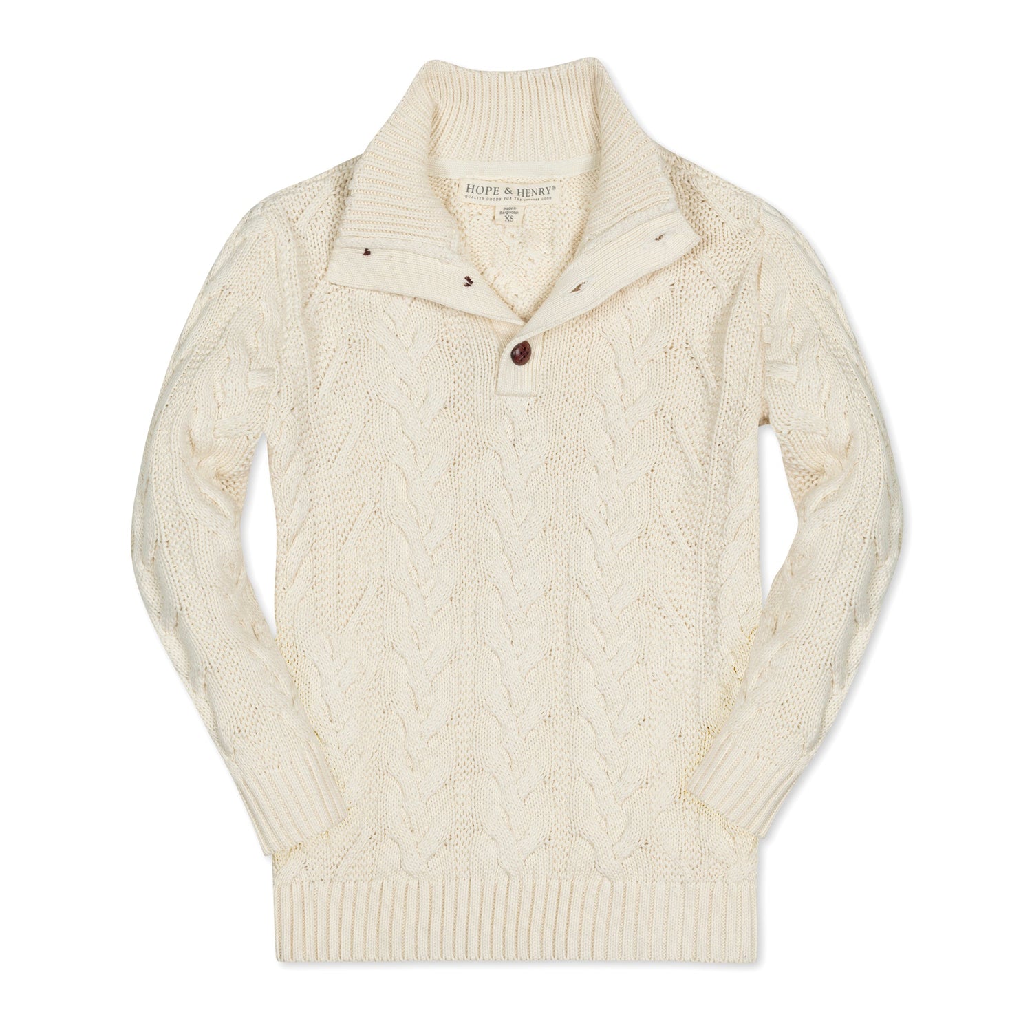 Organic Mock Neck Cable Sweater