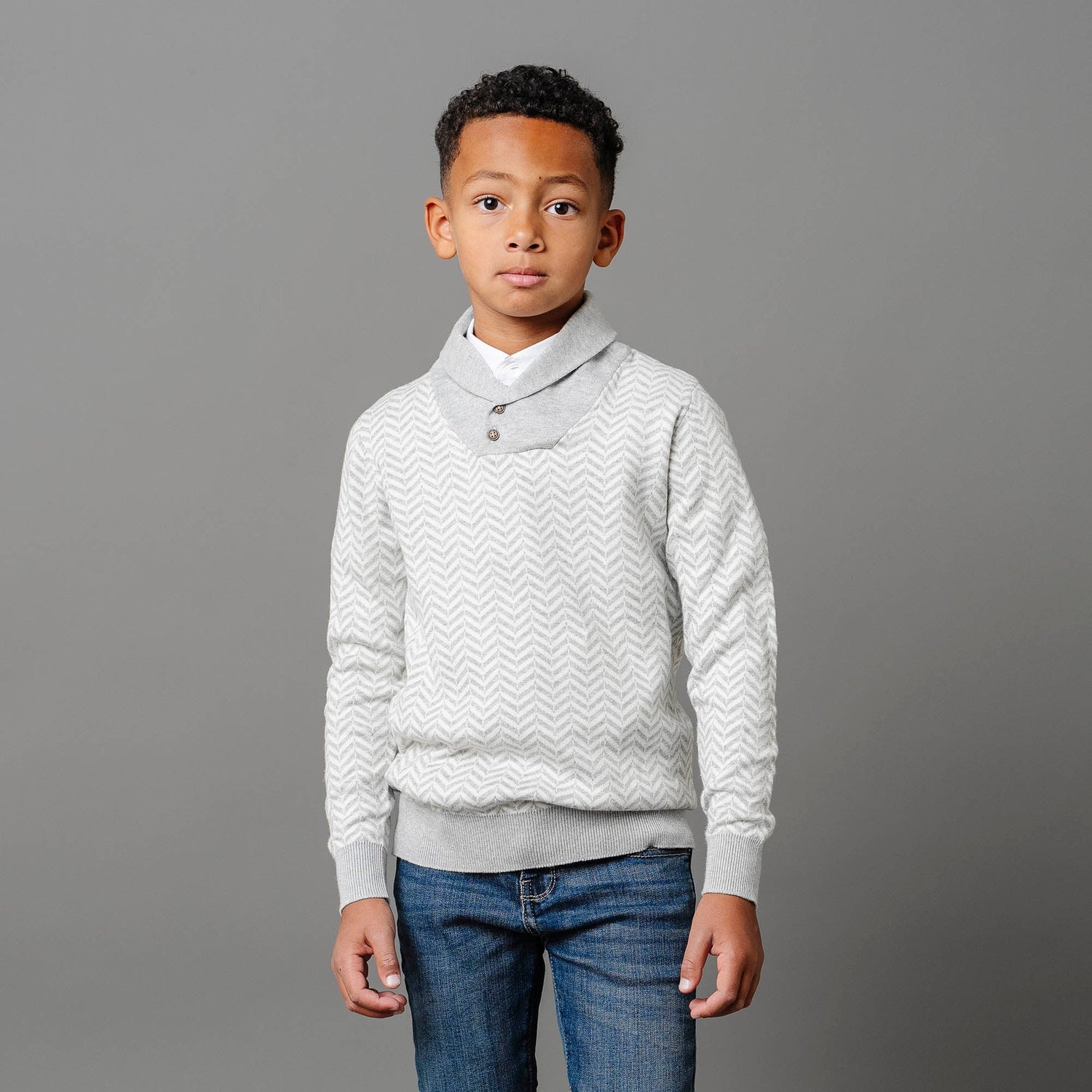 Organic Intarsia Shawl Collar Sweater - Baby