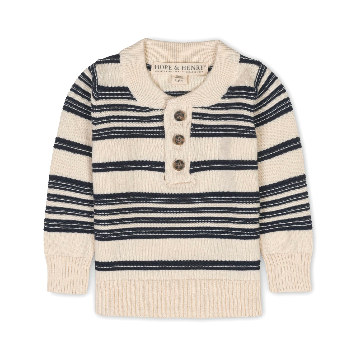 Organic Sweater Henley with Elbow Patches