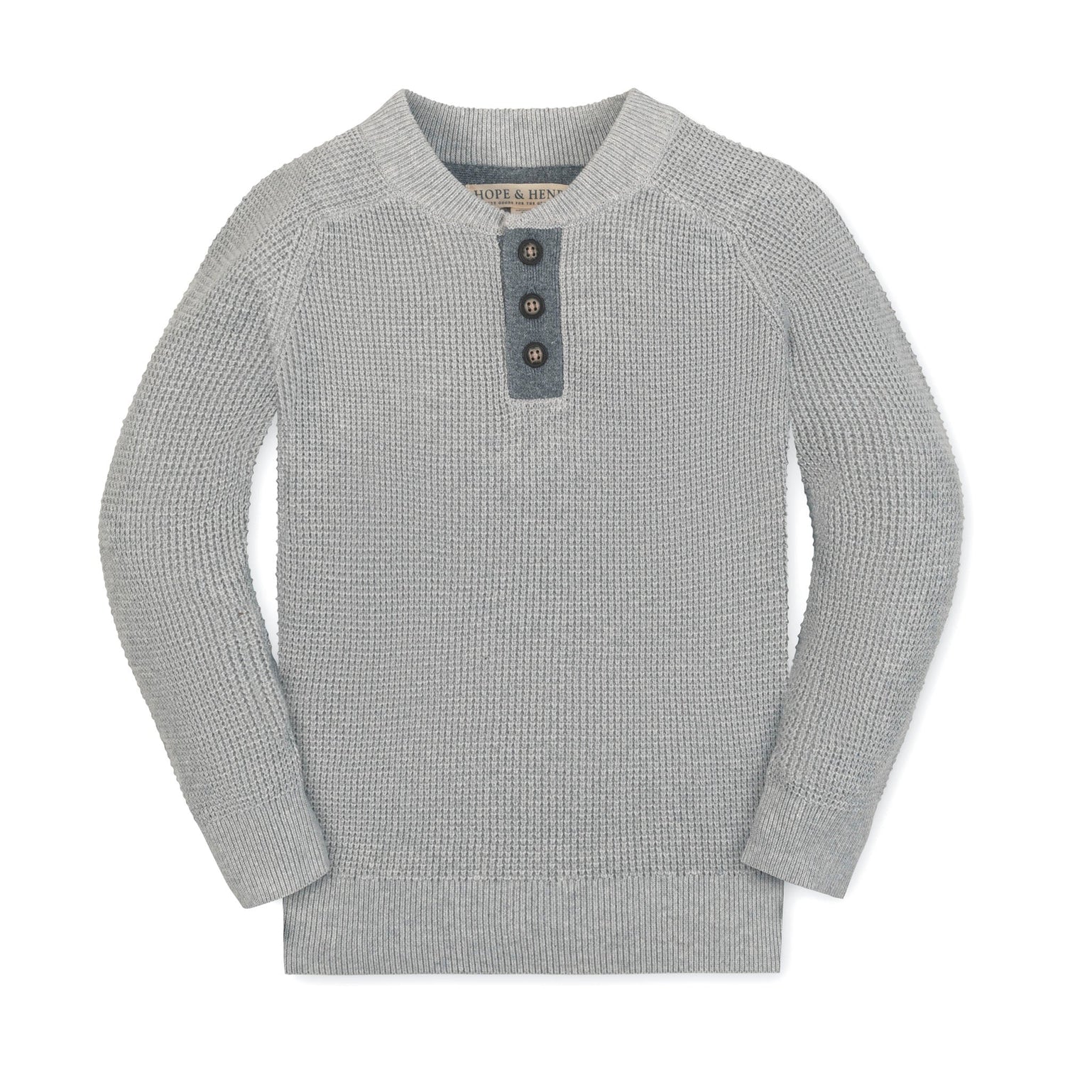 Organic Sweater Henley with Elbow Patches