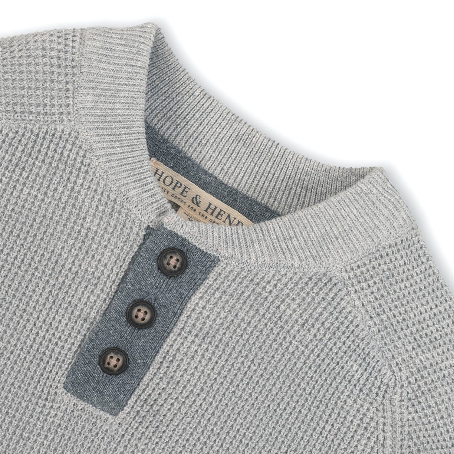 Organic Sweater Henley with Elbow Patches
