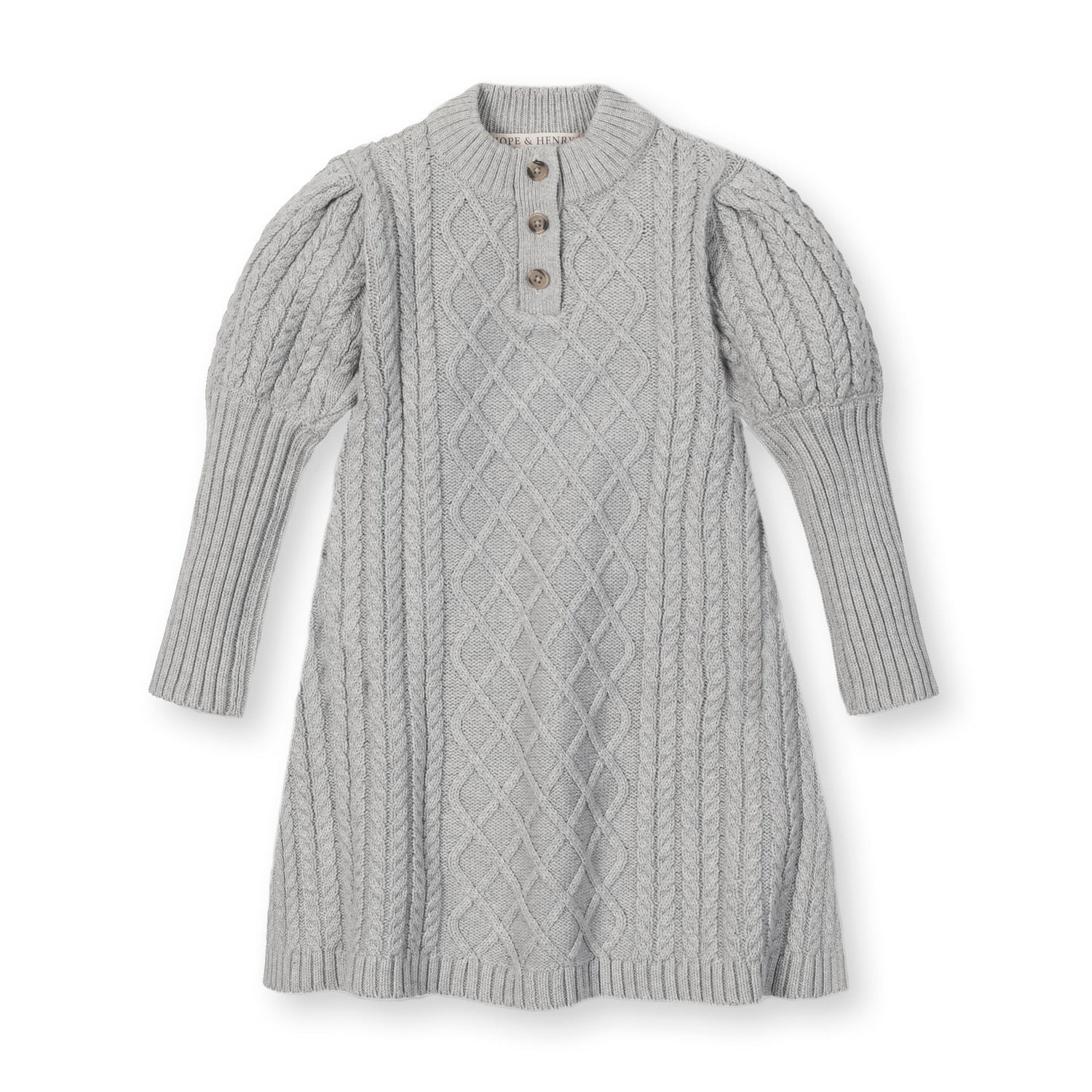 Organic Mock Neck Button Placket Sweater Dress