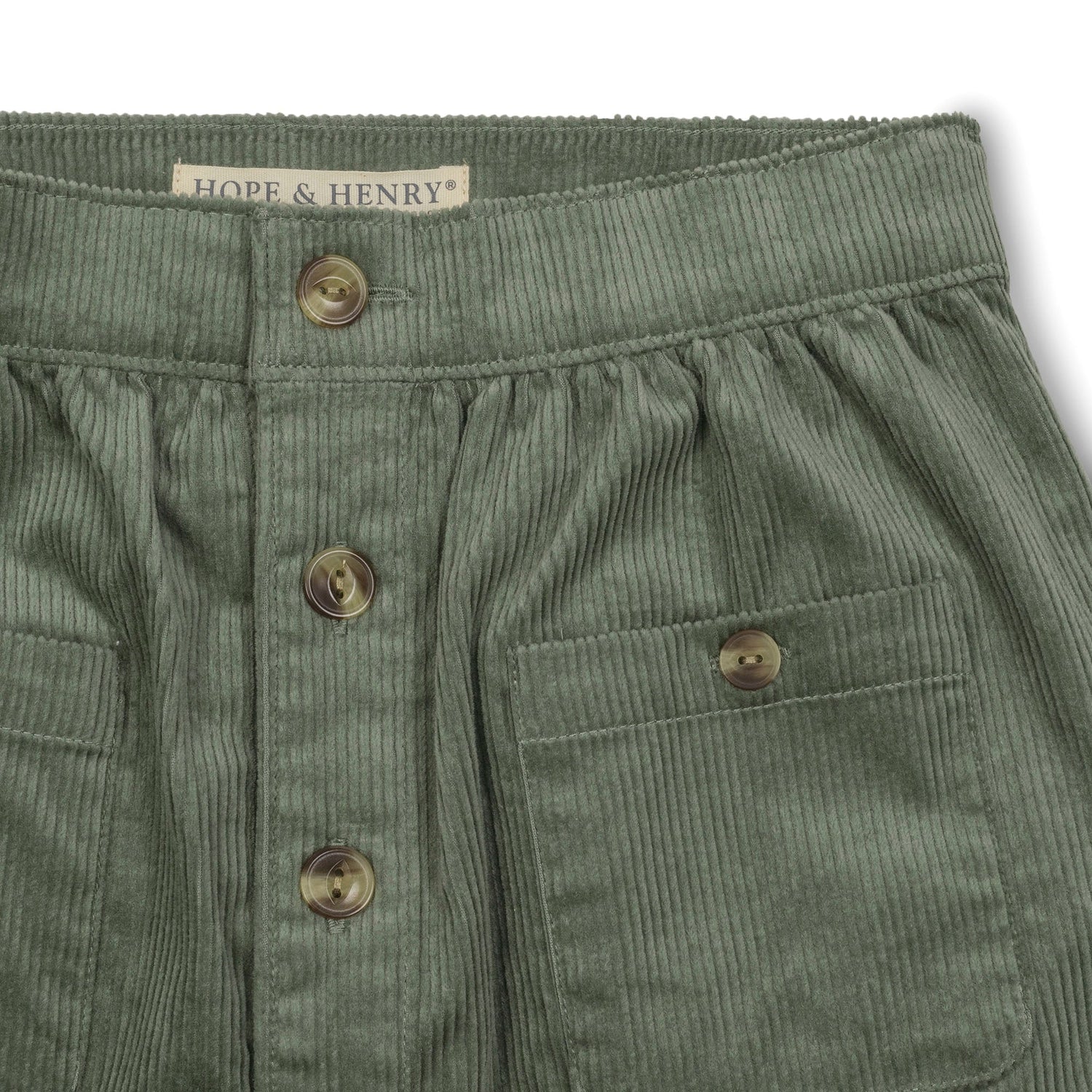 Organic Corduroy Button Front Skirt