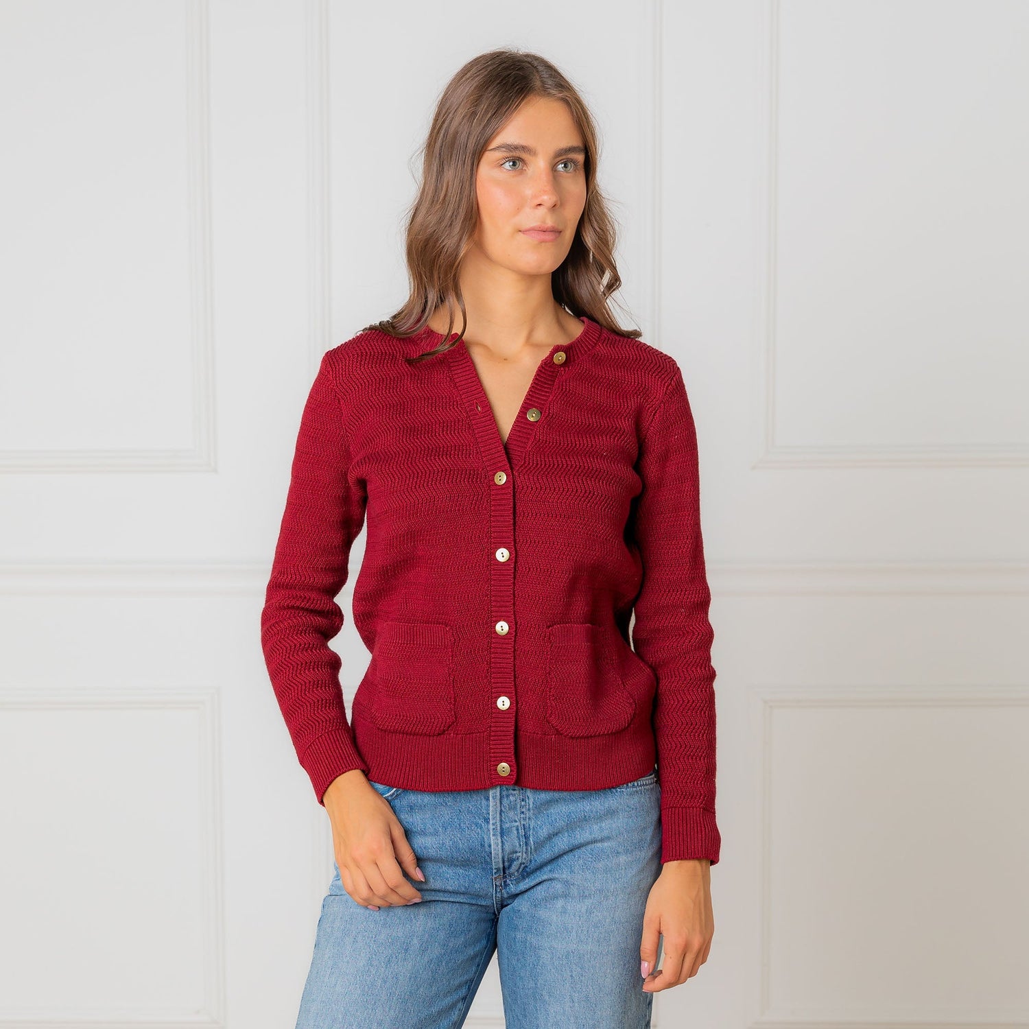 Organic Chevron Stitch Cardigan