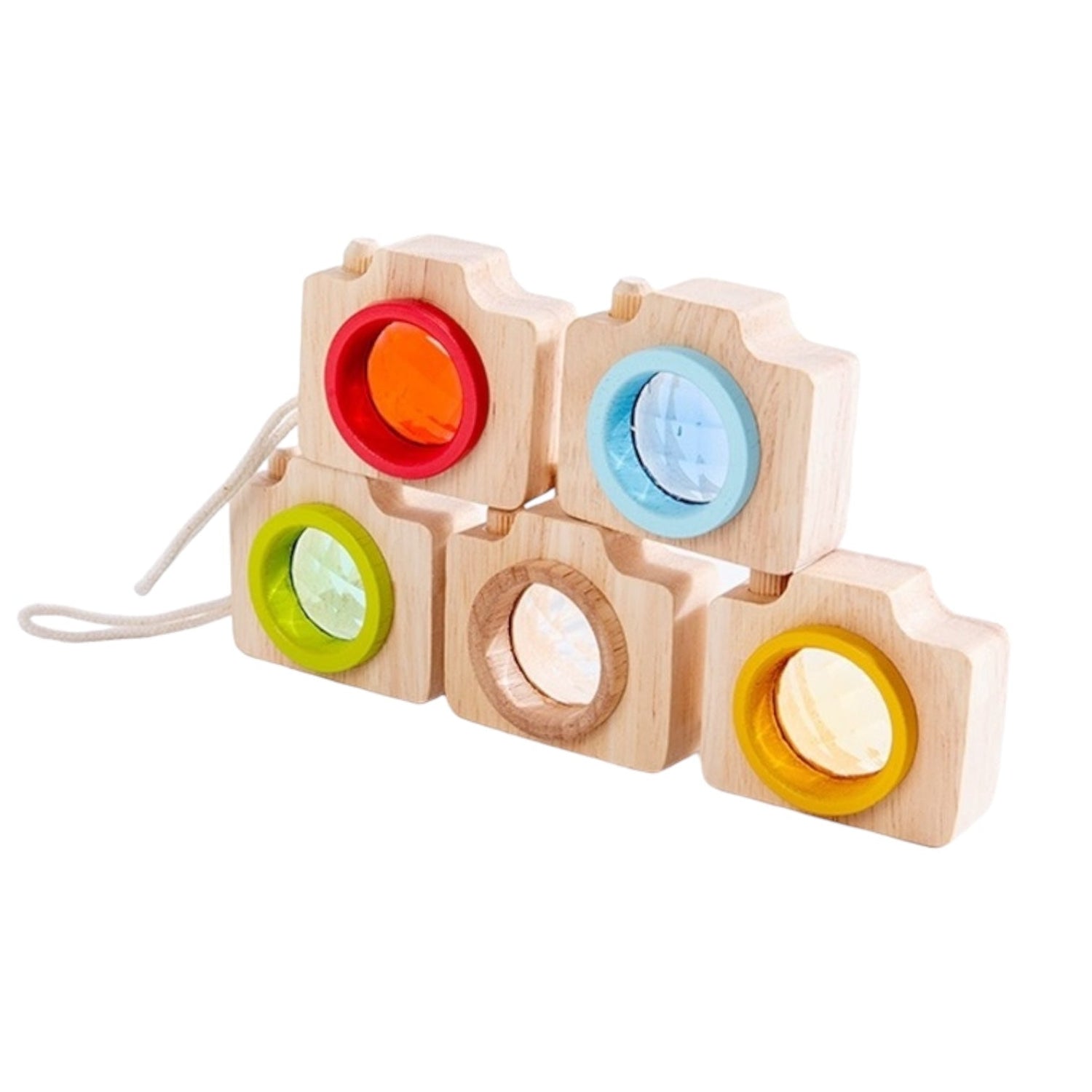 5 Pcs Mini Gemmed Wooden Camera Kaleidoscope