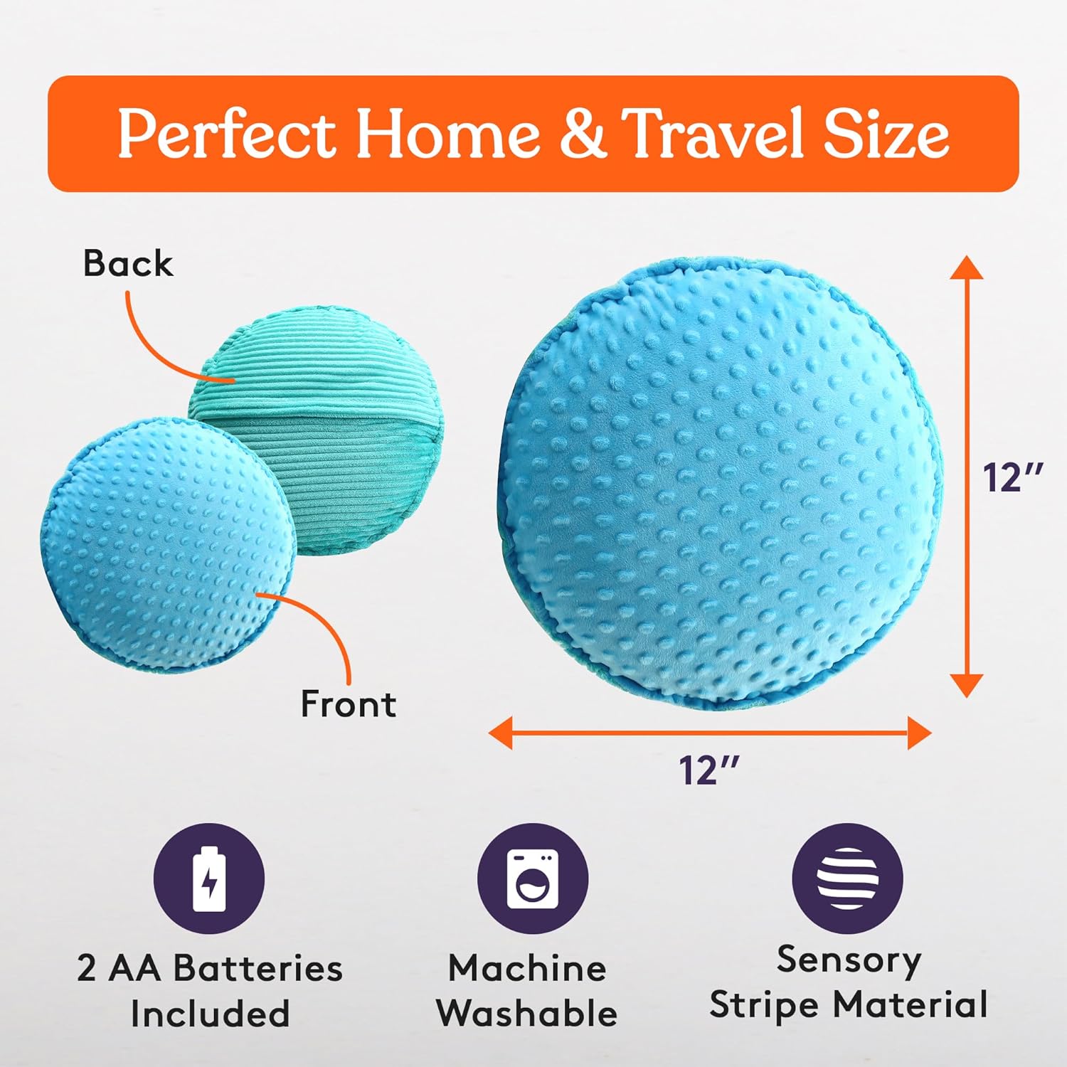 Special Supplies Vibrating Pillow Sensory Pressure Activated Calm for Kids and Adults, 14” Plush Soft Cover- Textured Therapy Stimulation Bumps, 3 Vibration Modes, Music & Voice Recording