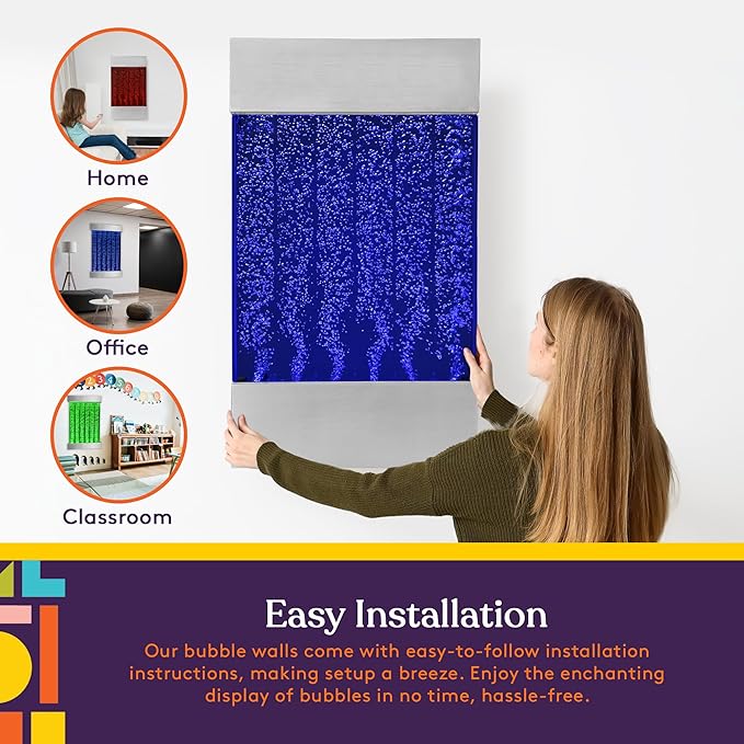 Special Supplies LED Bubble Wall with Colorful Fountain Tubes For Office, Classroom, or Home Decor, Adjustable RGB Lights with Remote