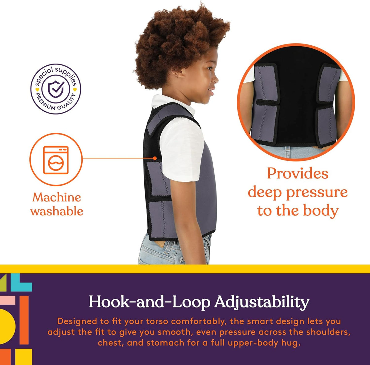 Adjustable Sensory Compression Vest for Kids & Adults by Special Supplies