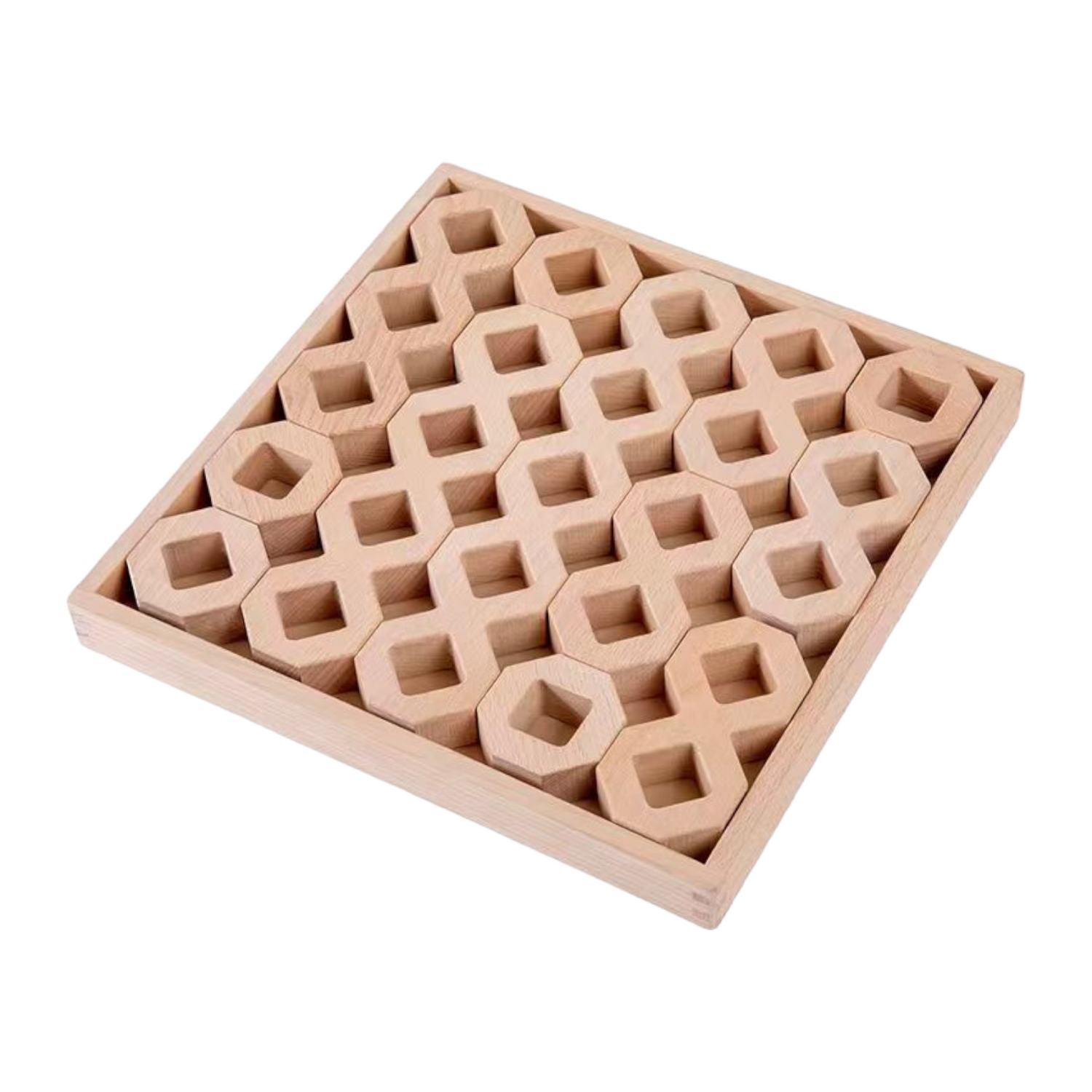 **Pre-order (Ships in 2-3 Weeks)**12 Pcs Wooden Windows Building Block Set with Storage Tray