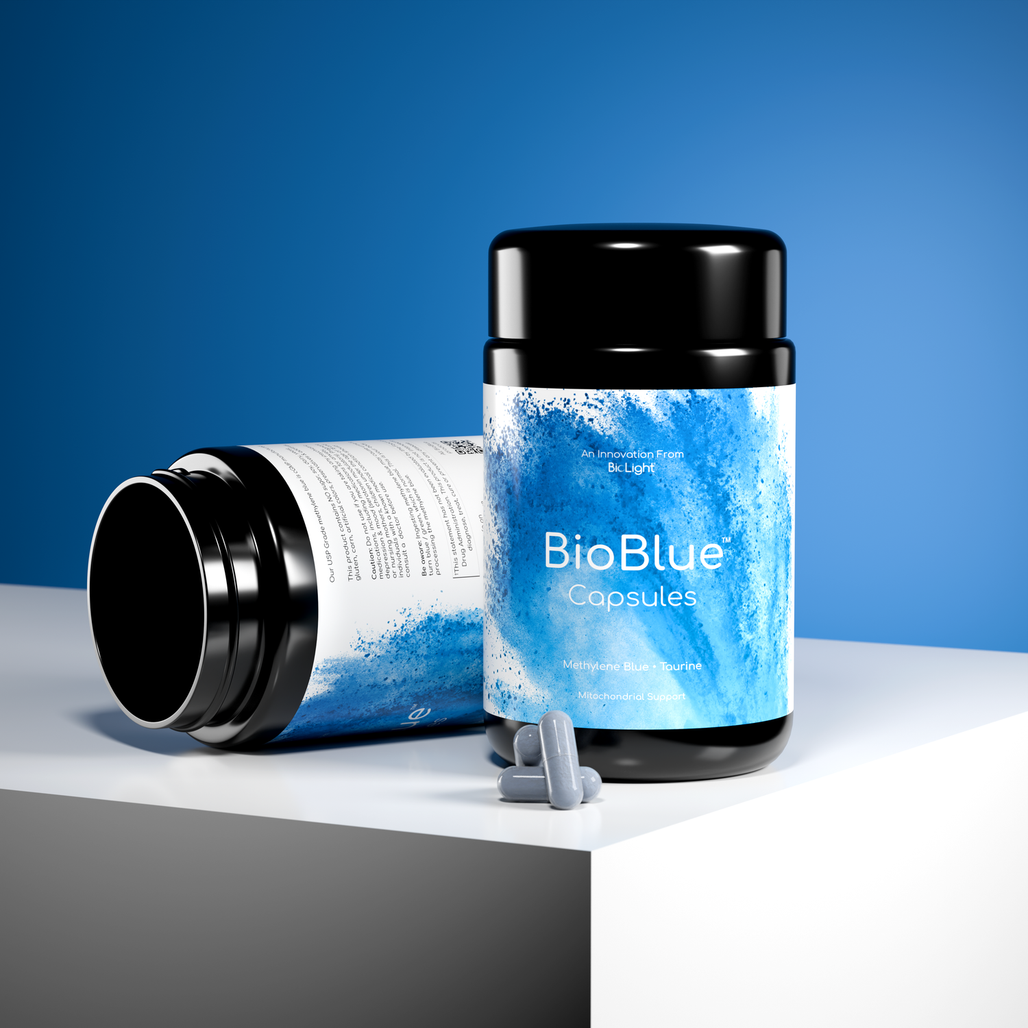 BioBlue Capsules | Methylene Blue Supplement - Support Brain Health & Mitochondrial Function | Red Light Therapy Synergist - USP Grade