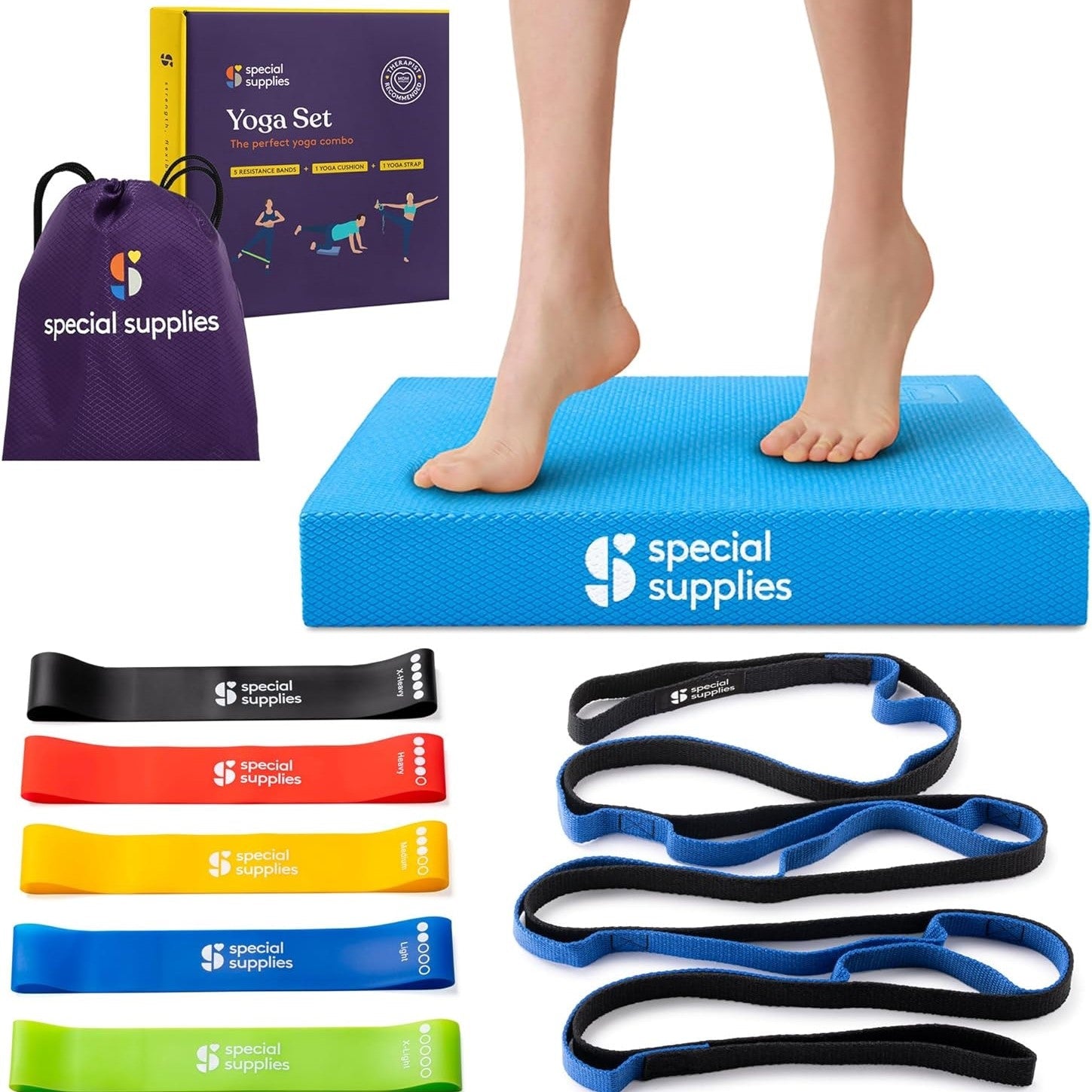 Balance Pad Exercise Kit with Yoga Strap and Resistance Bands