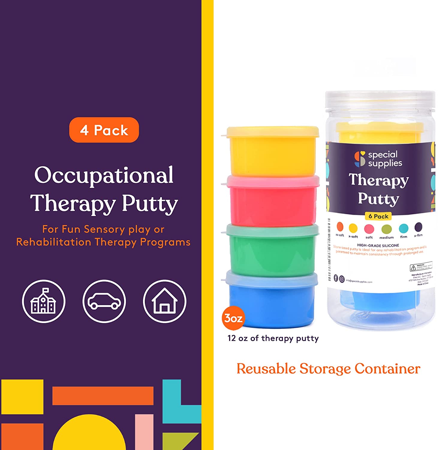 Therapy Putty (Primary Colors): 4 Pack