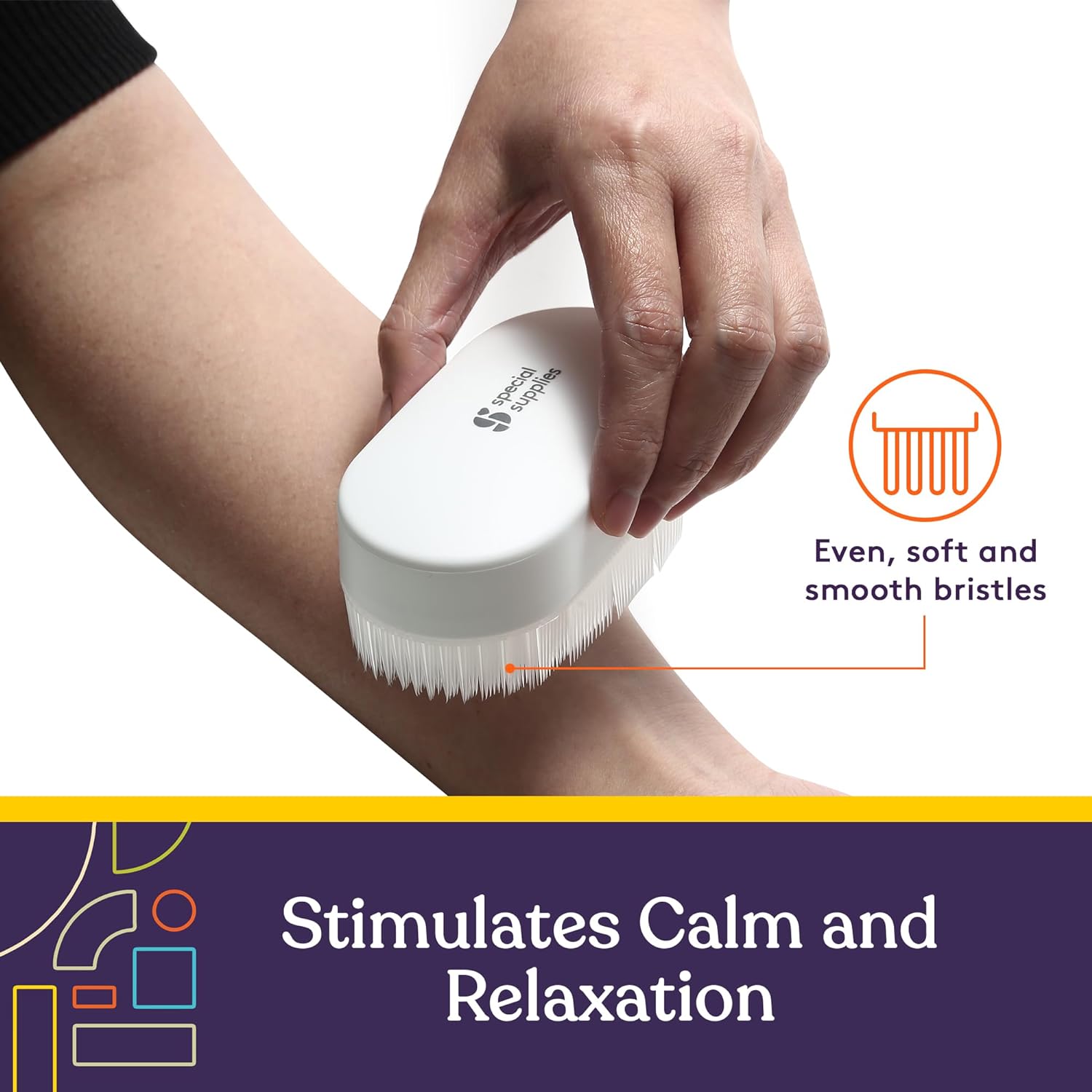 Special Supplies Sensory Brush Therapressure Therapy Brush for Occupational and Sensory Brushing, 6 Pack, White, Stimulating and Calming Tools for Kids and Adults, Soft Flexible Bristles, Latex Free