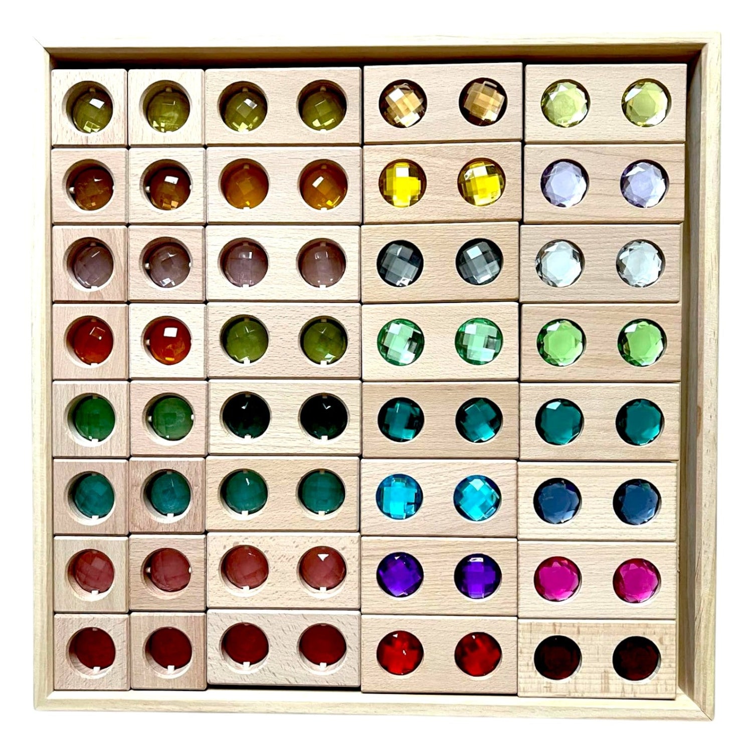 **Pre-order (Ships in 1-2 Weeks)**40 PCS Wooden Gemmed Blocks Set with Storage Tray