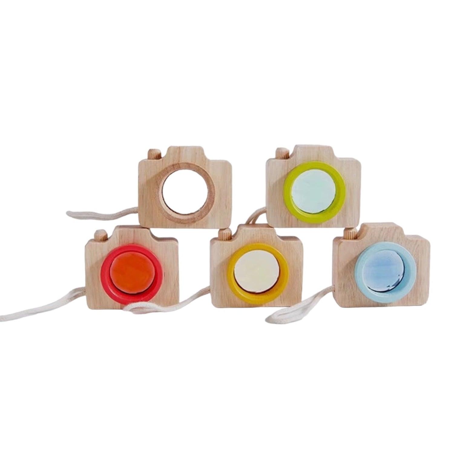 5 Pcs Mini Gemmed Wooden Camera Kaleidoscope