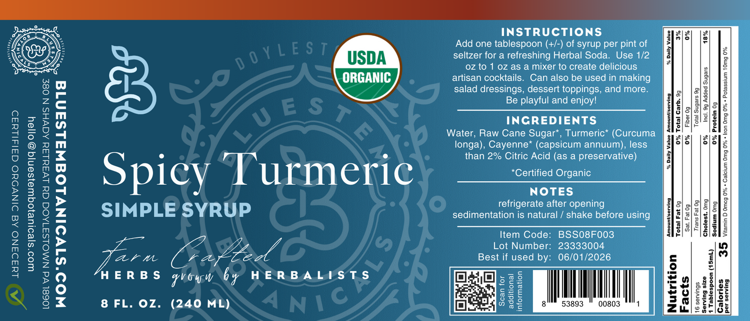 Simple Syrup, Spicy Turmeric, ORG - Bluestem Botanicals