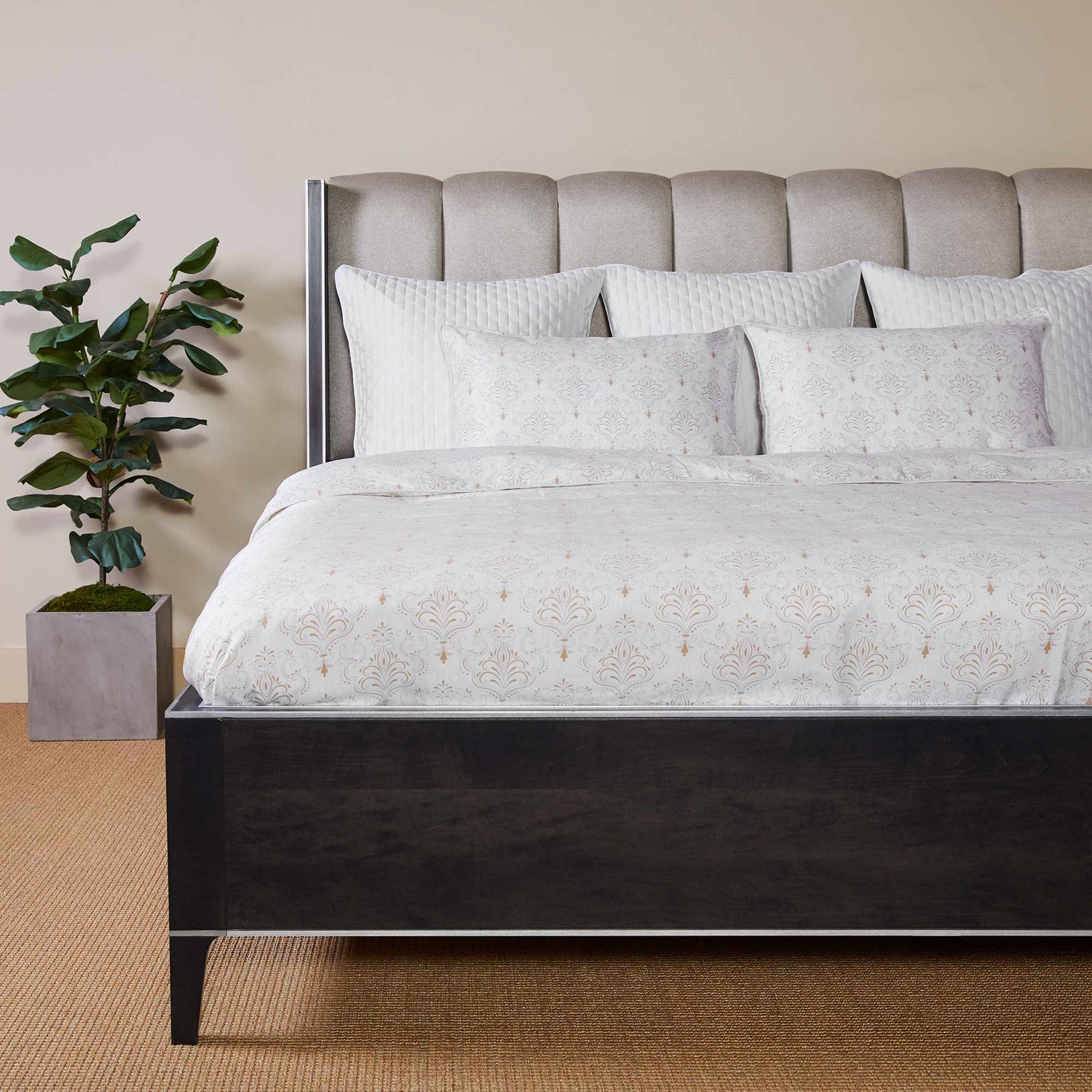 Bamboo Duvet Cover - Champagne Damask - Final Sale/No Returns