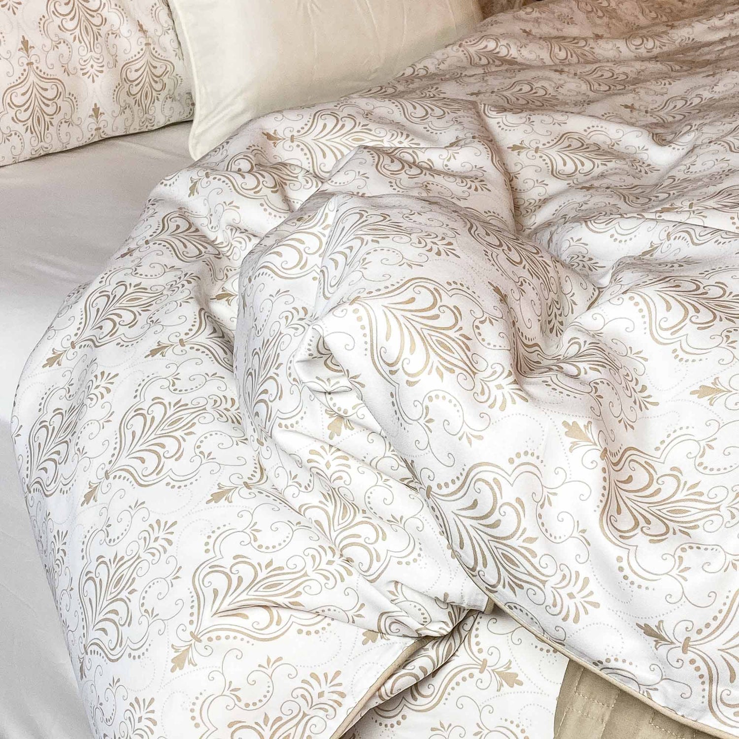 Bamboo Duvet Cover - Champagne Damask - Final Sale/No Returns