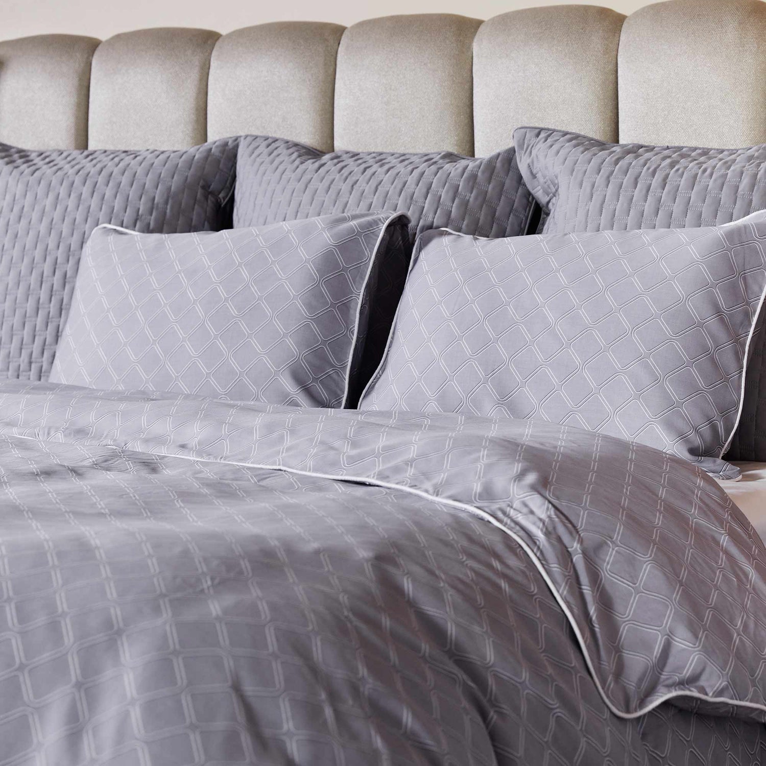 Bamboo Duvet Cover - Platinum Geo - Final Sale/No Returns
