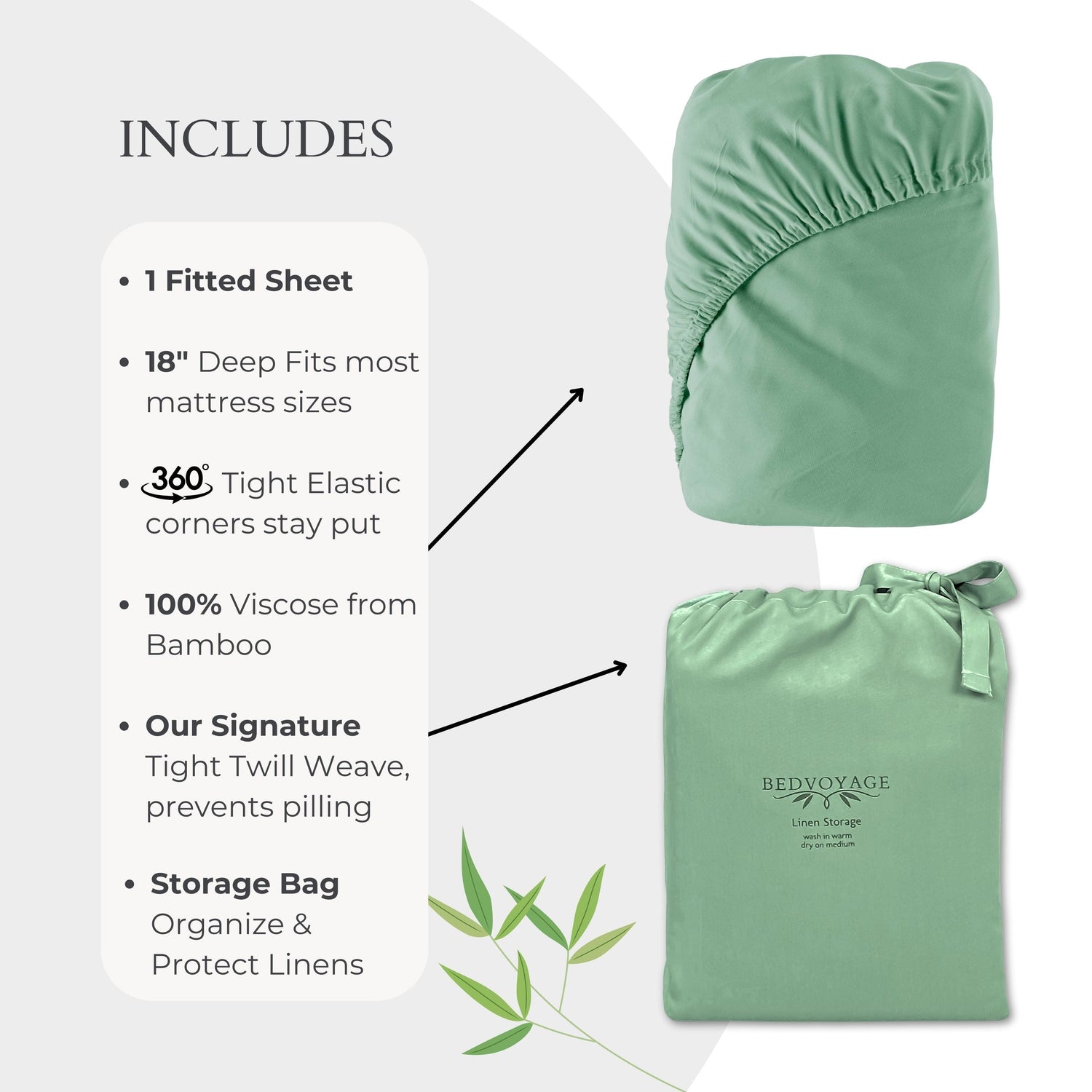 Bamboo Fitted Sheet - Seaglass