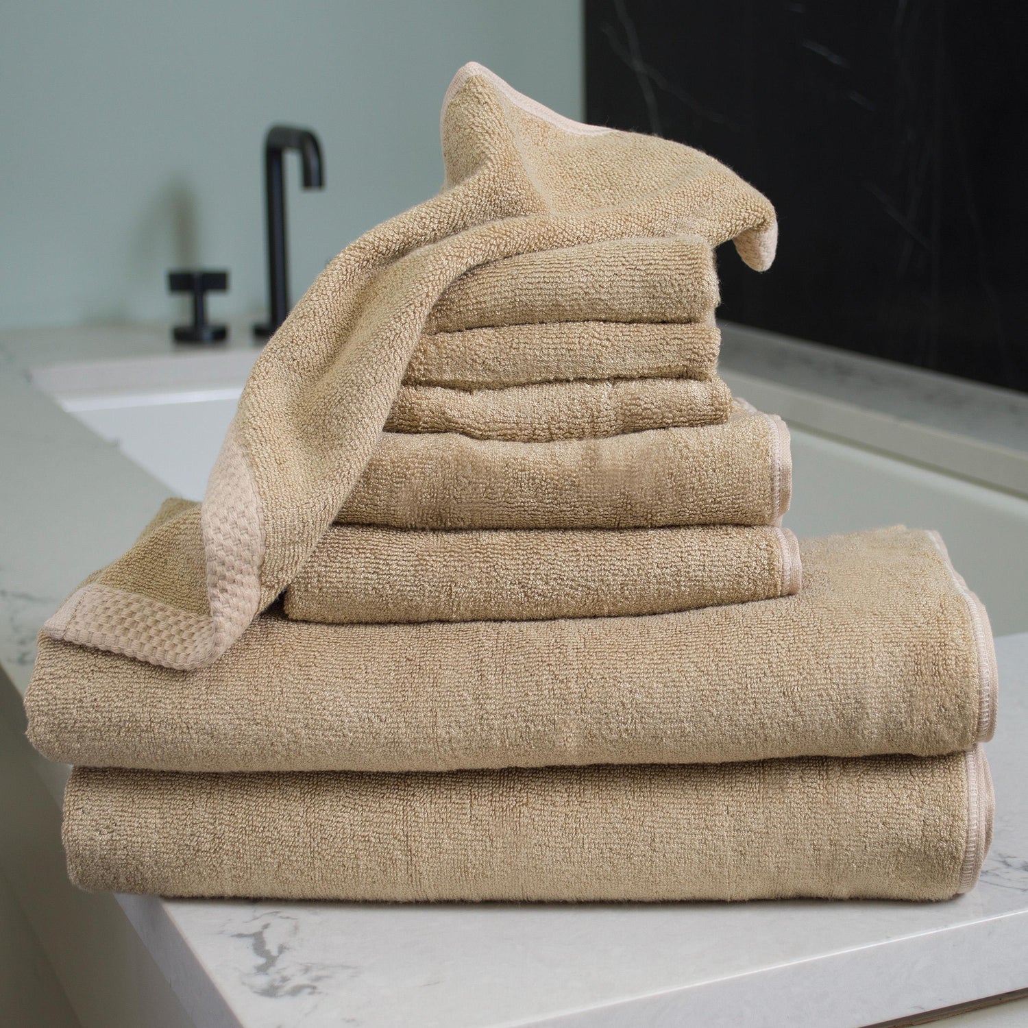 Bamboo 8 Piece Towel Sets - Champagne