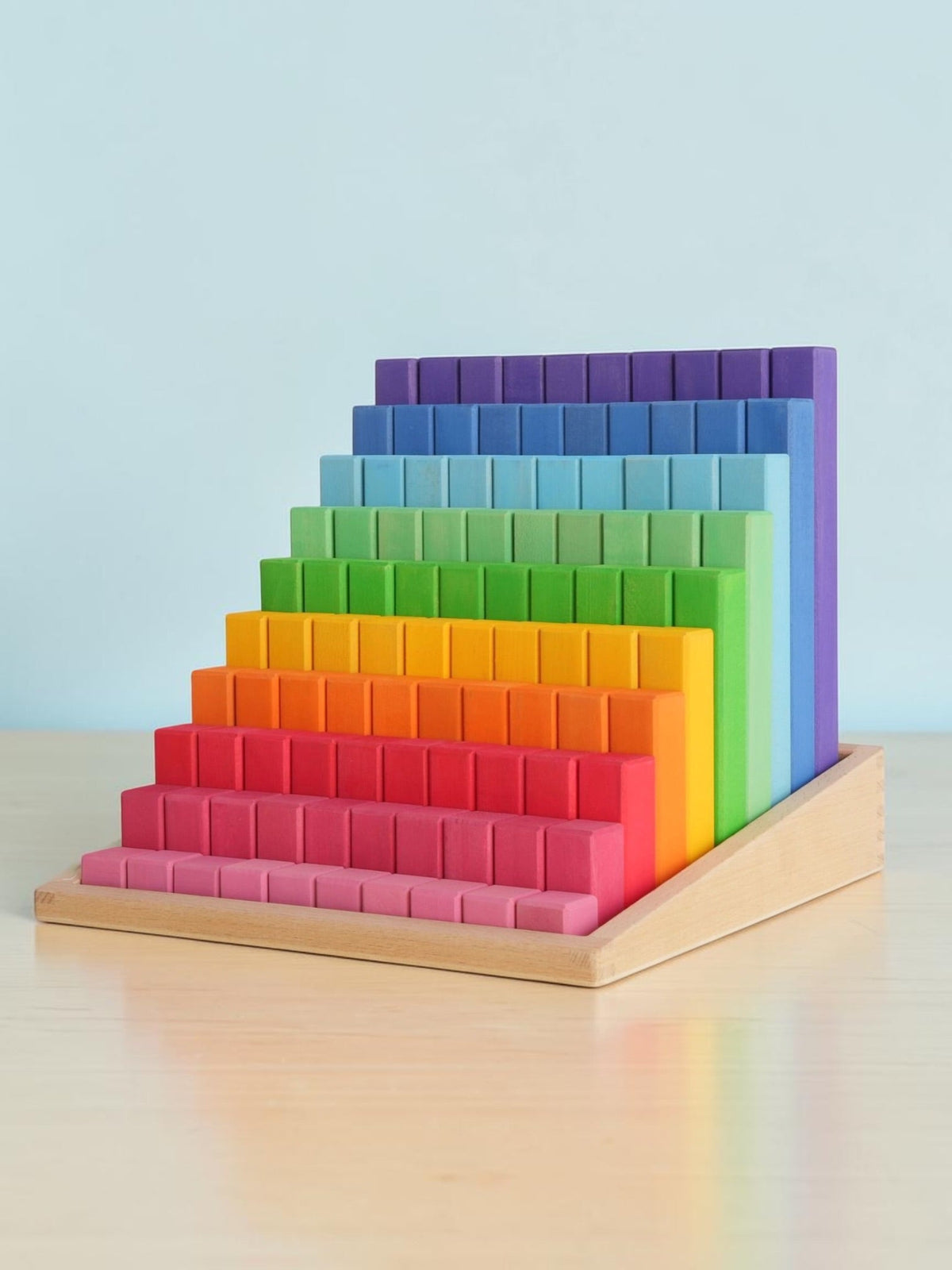 **Pre-order (Ships in 2-3 Weeks)** 100-Piece Large Prism Stair Counting Block Set - Primary (Stained)