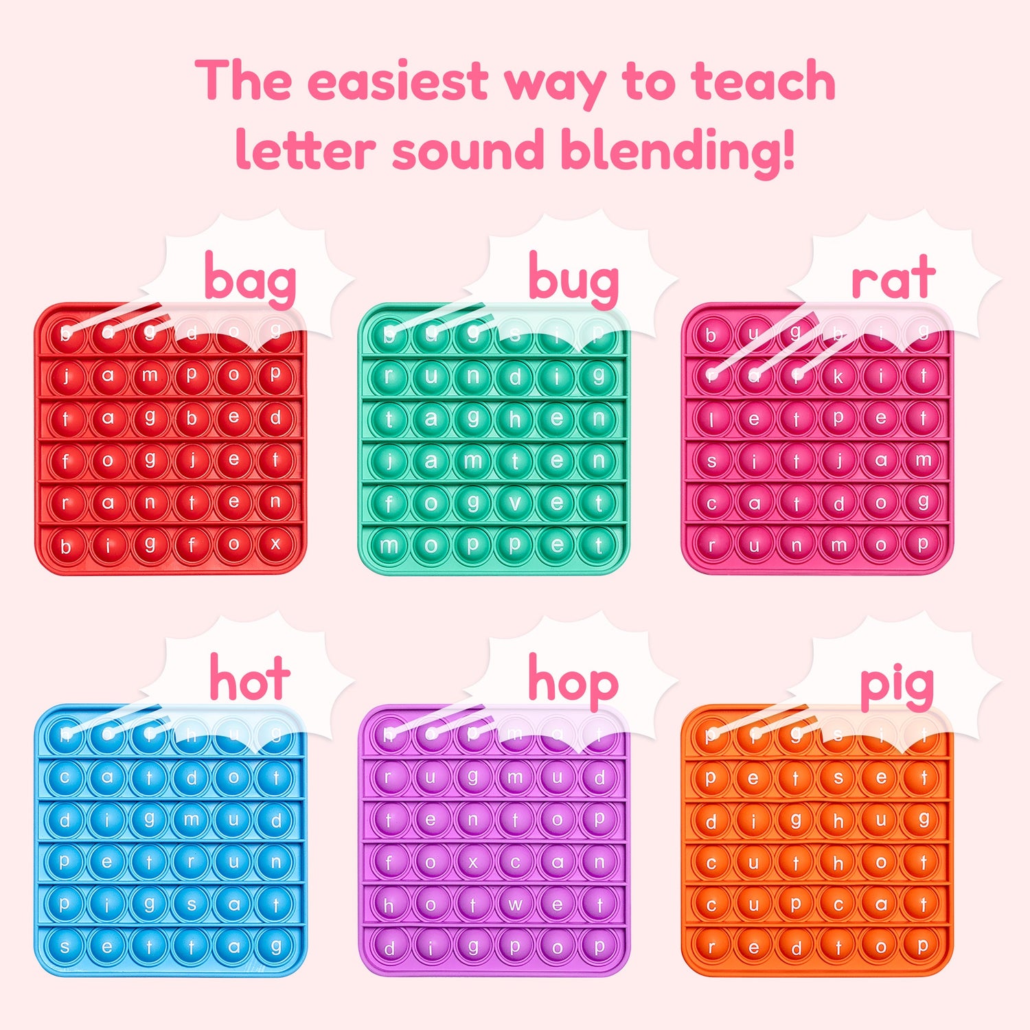 6 Extra CVC Fidget Mats (Word Pop)