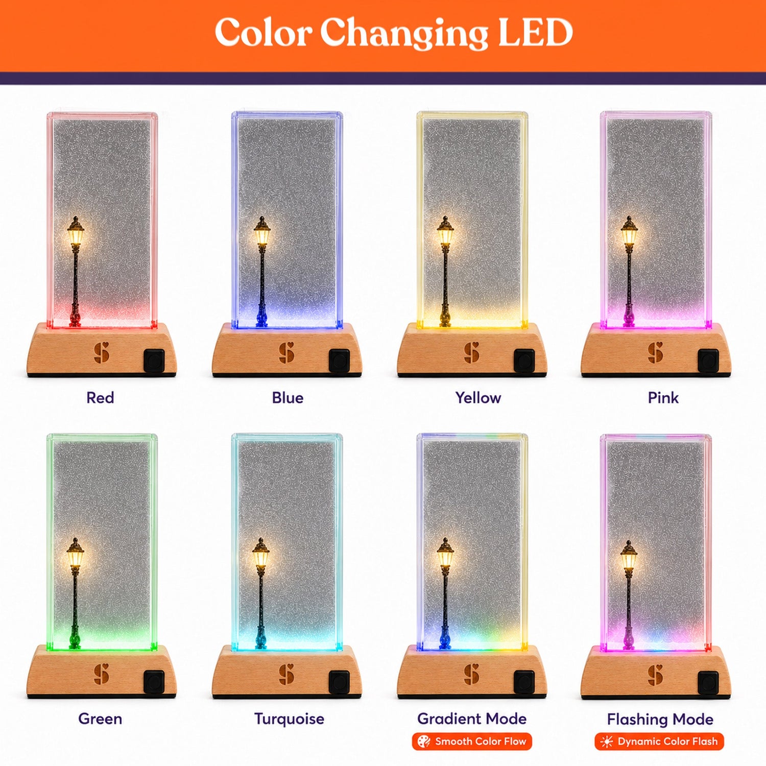 Special Supplies Soft Snowfall Glow Lamp with 3 Color LED Modes, Sensory Night Light with Floating Snow Effect, Acrylic Mood Lamp with Wooden Base for Bedroom Desk Office Relaxation Decor
