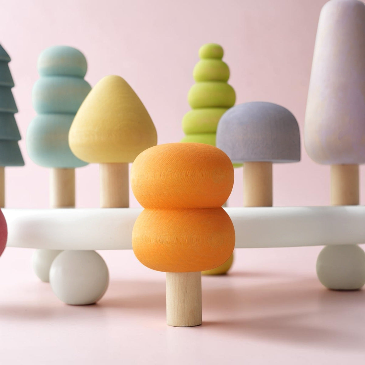 **Pre-order (Ships in 2-3 Weeks)** 10-Piece Wooden Tree Set - Pastel (Stained)