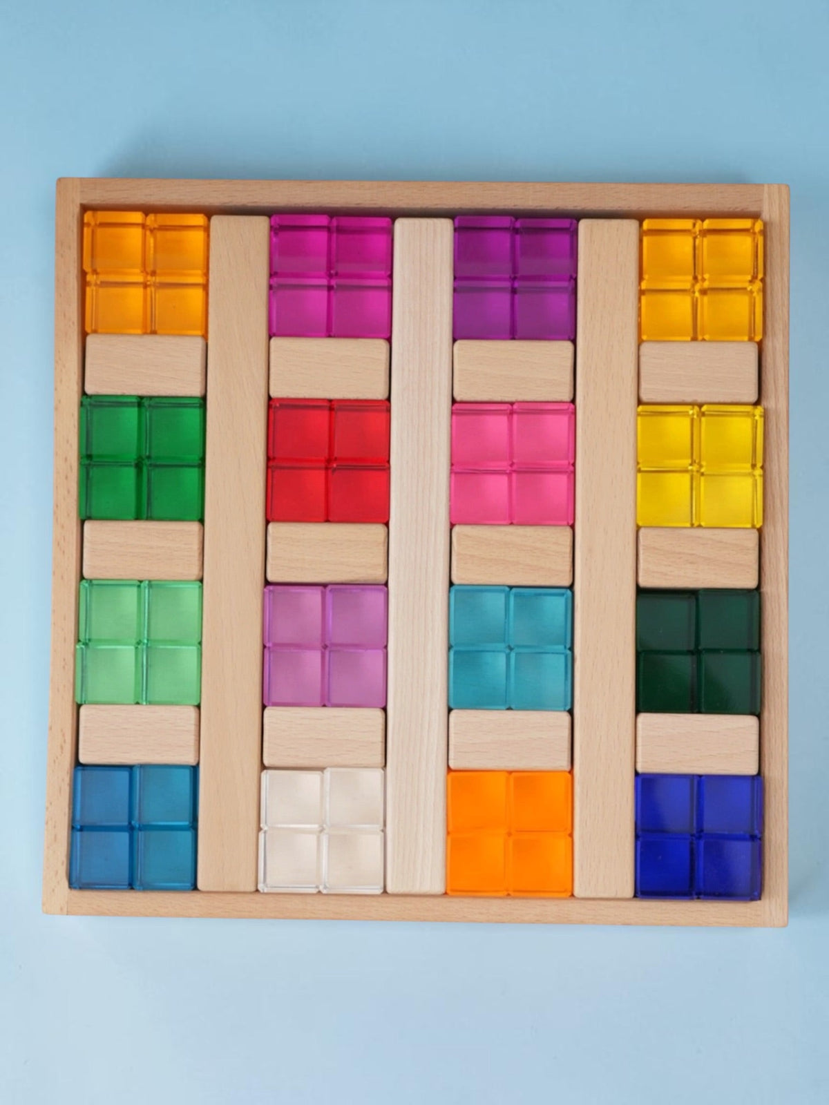 **Pre-order (Ships in 2-3 Weeks)** 64-Piece Crystal Stone & Interlocking Building Slats Block Set with Storage Tray