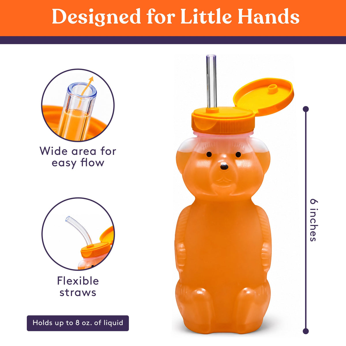 Juice Bear Bottle with Long Straws (8oz)