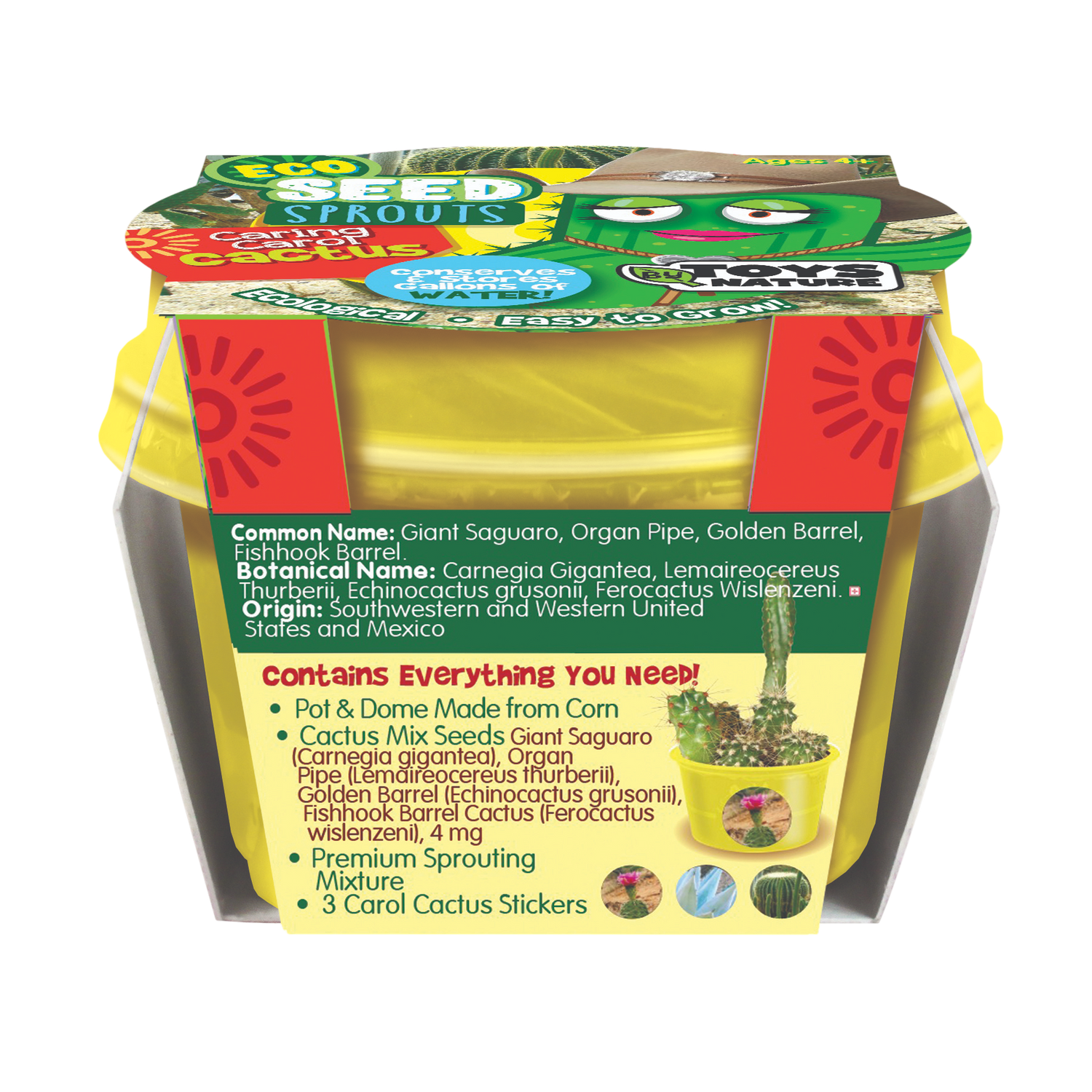 Eco Seed Sprouts Caring Carol Cactus - Multipack of 5