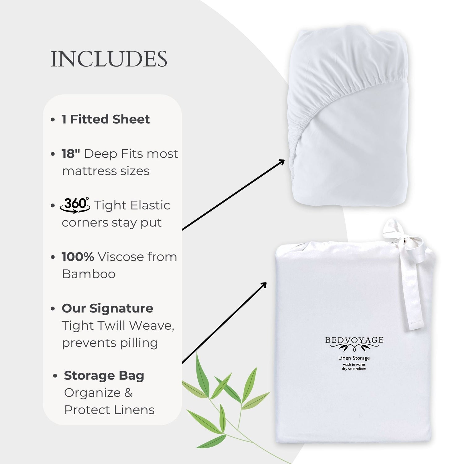 Bamboo Fitted Sheet - White