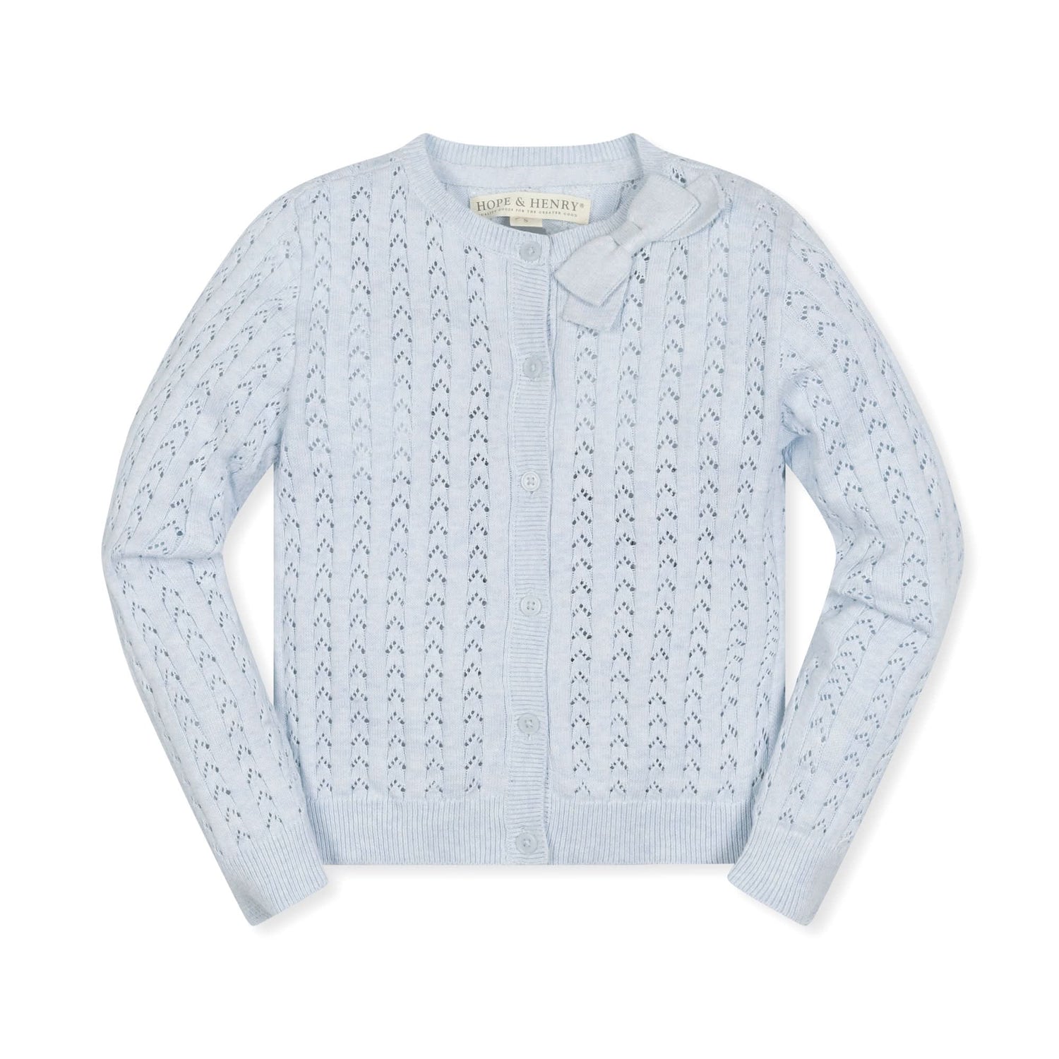 Organic Pointelle Bow Cardigan