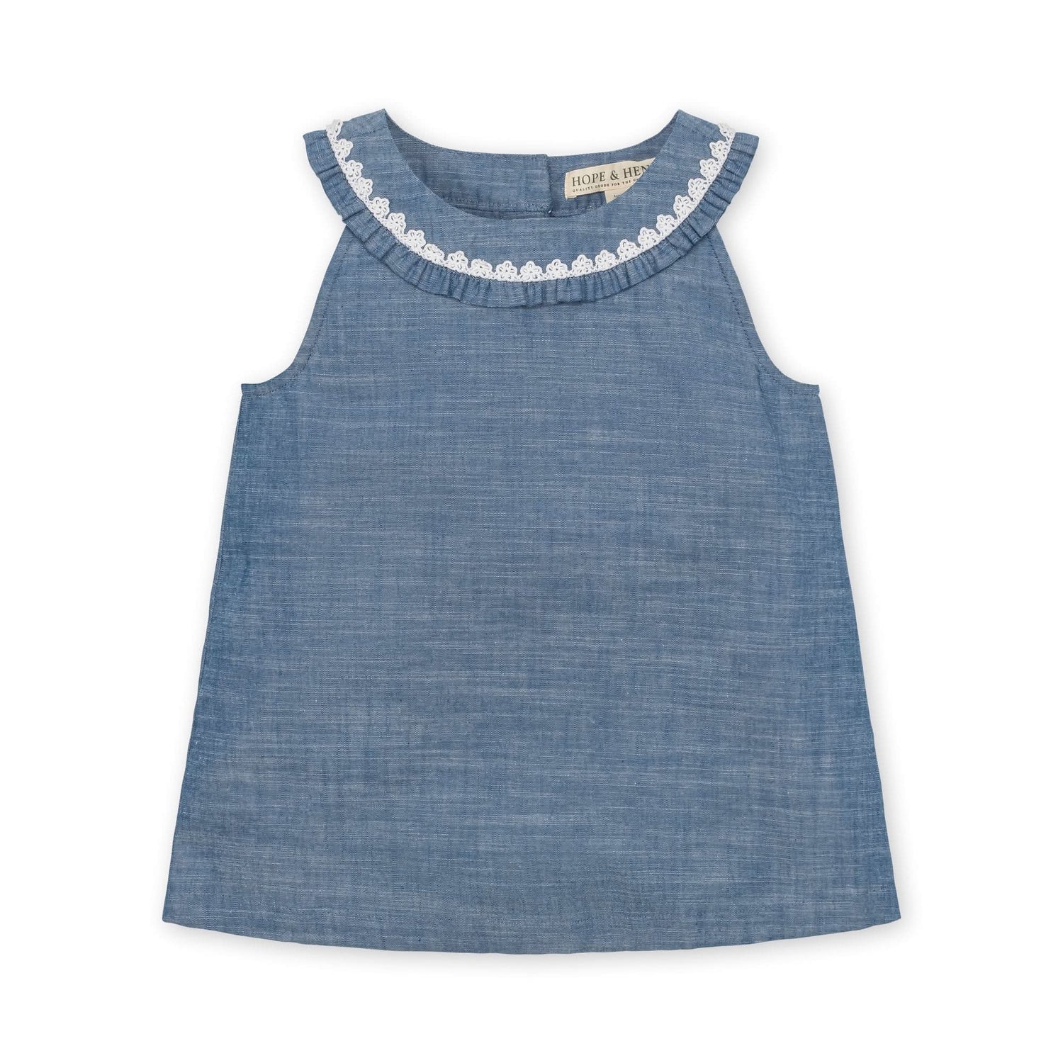 Organic Ruffle Collar Chambray Top - Baby