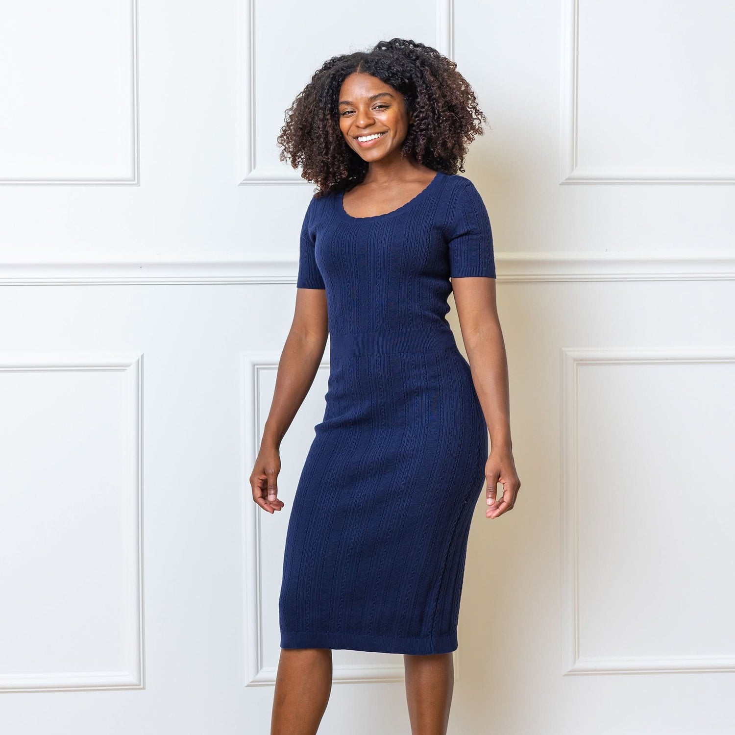 Fitted Cable Sweater Dress