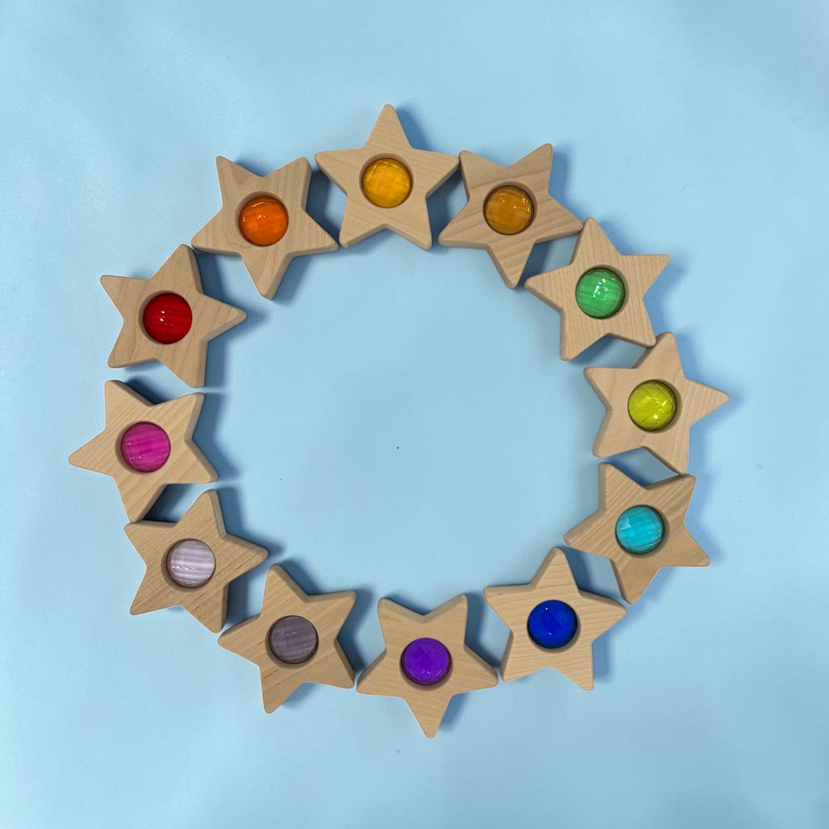 12-Piece Wooden Gem Stars Block Set