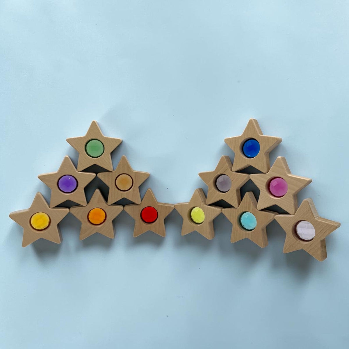 12-Piece Wooden Gem Stars Block Set