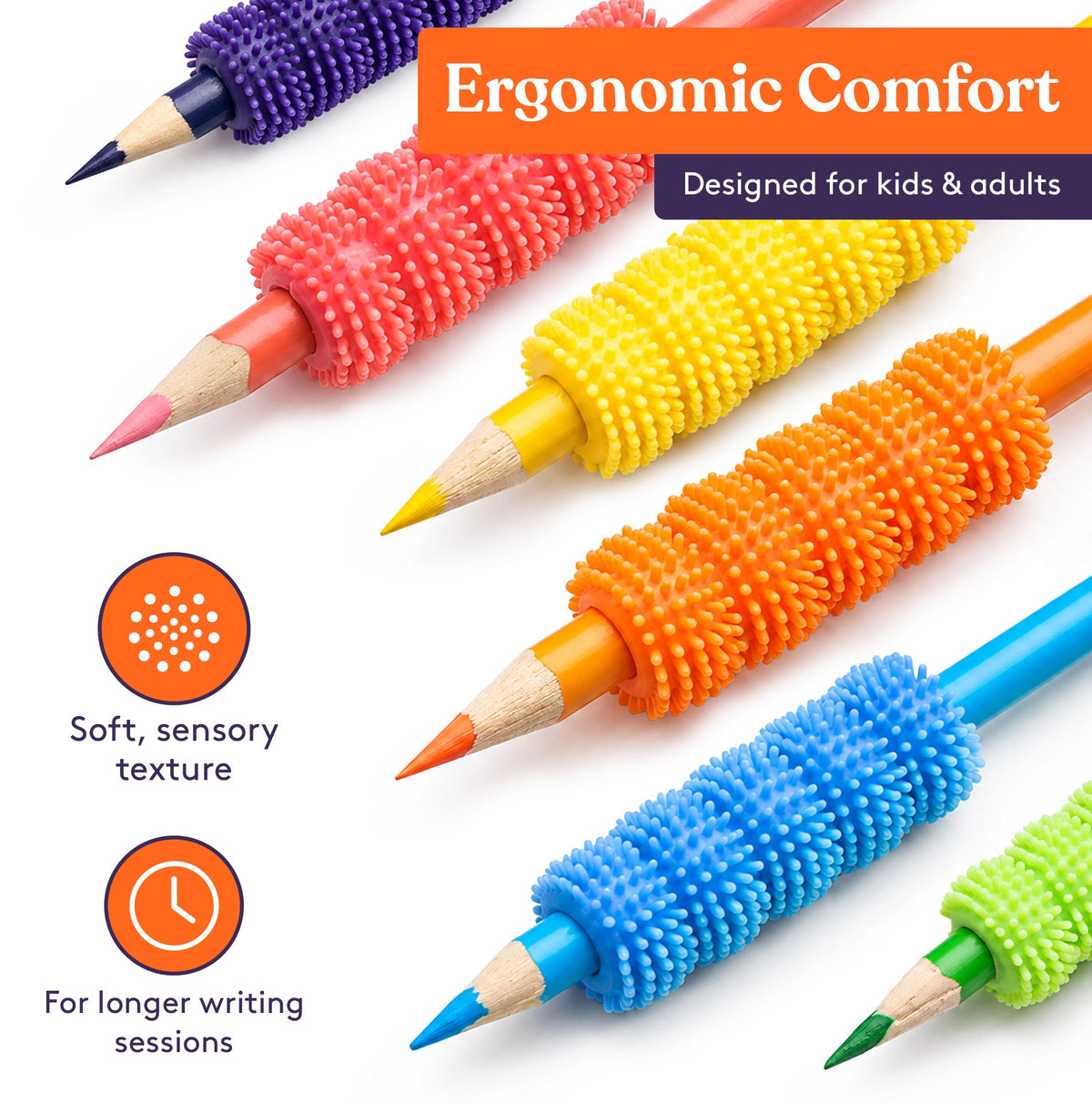 Spiky Pencil Grips for Kids and Adults - 50 Pack