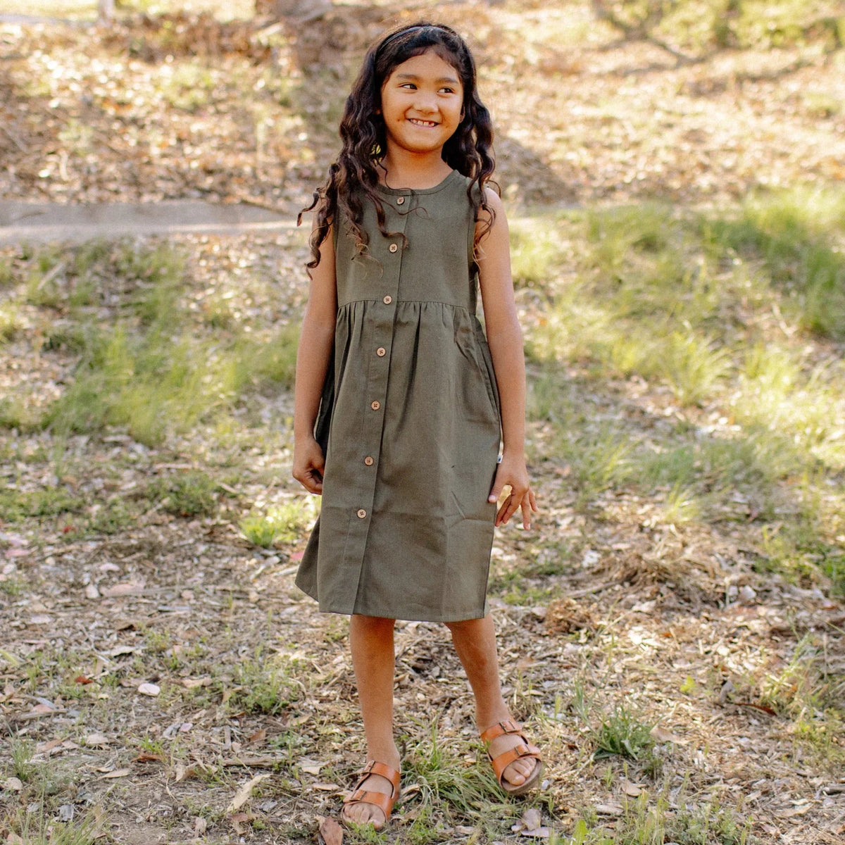 Jo Dress - Dark Olive - Organic Cotton