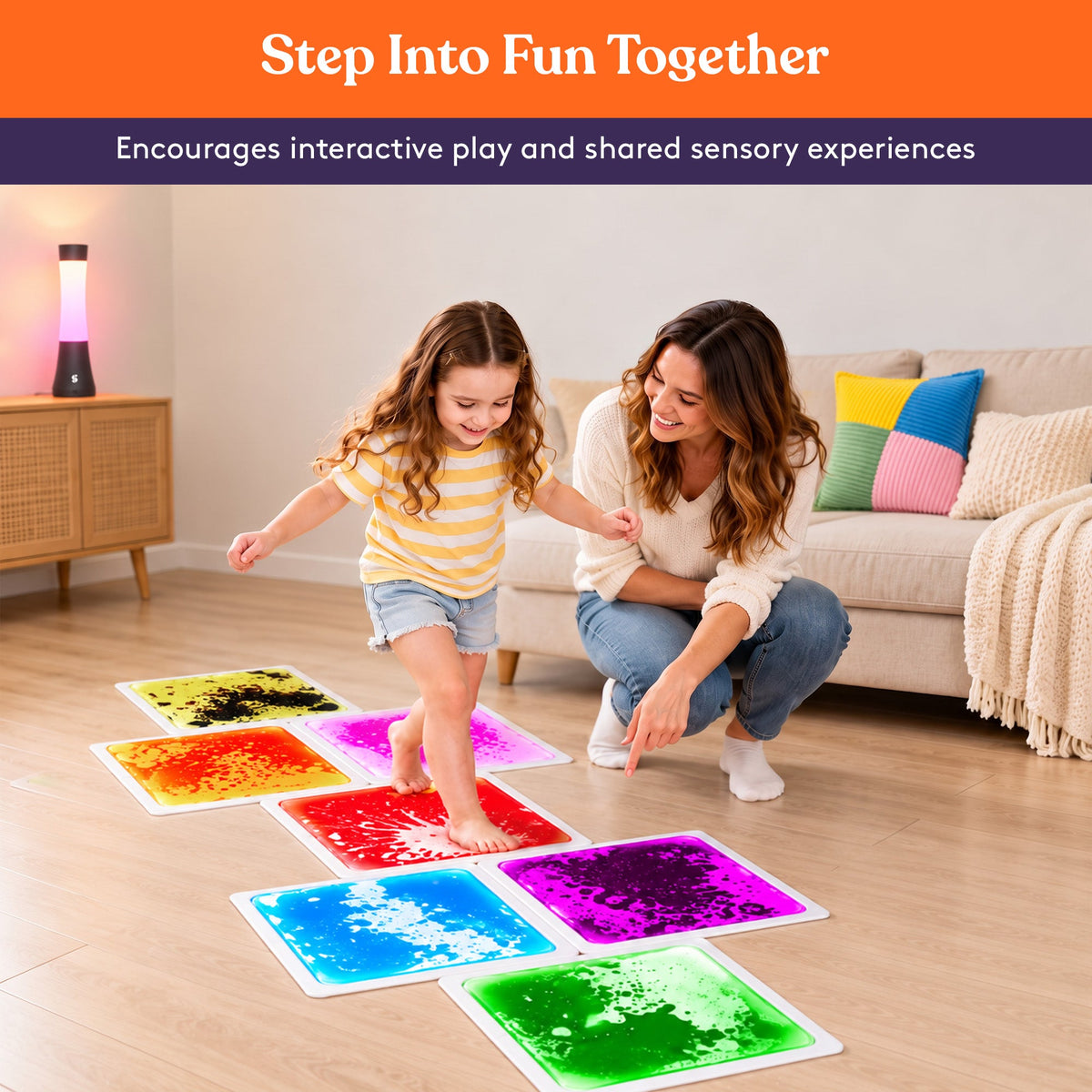Square Floor Liquid Tiles for Kids, Set of 9